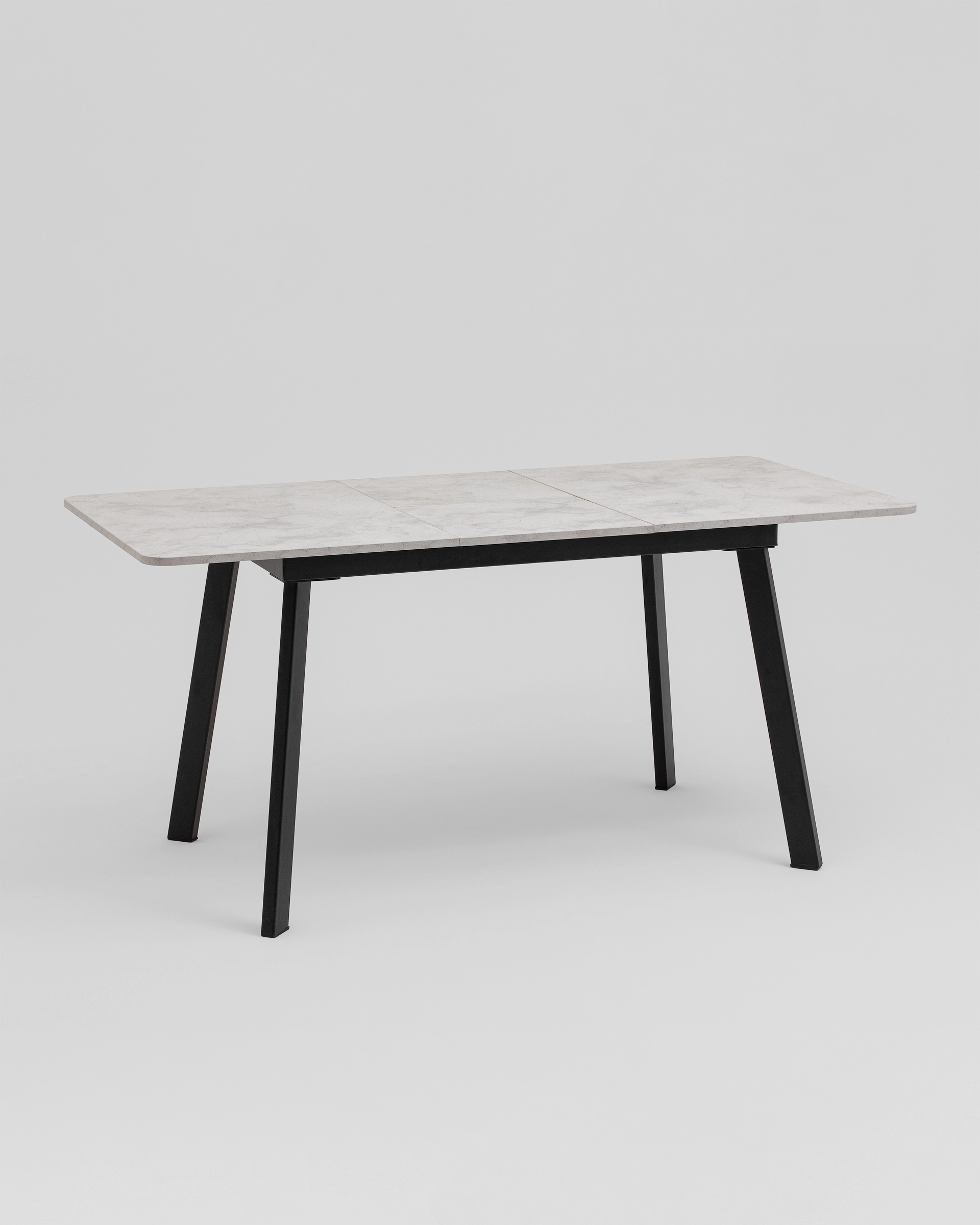 Стол Batu new 120-160/80/76, столешница ЛМДФ, ароза светлая, подстолье металл черный