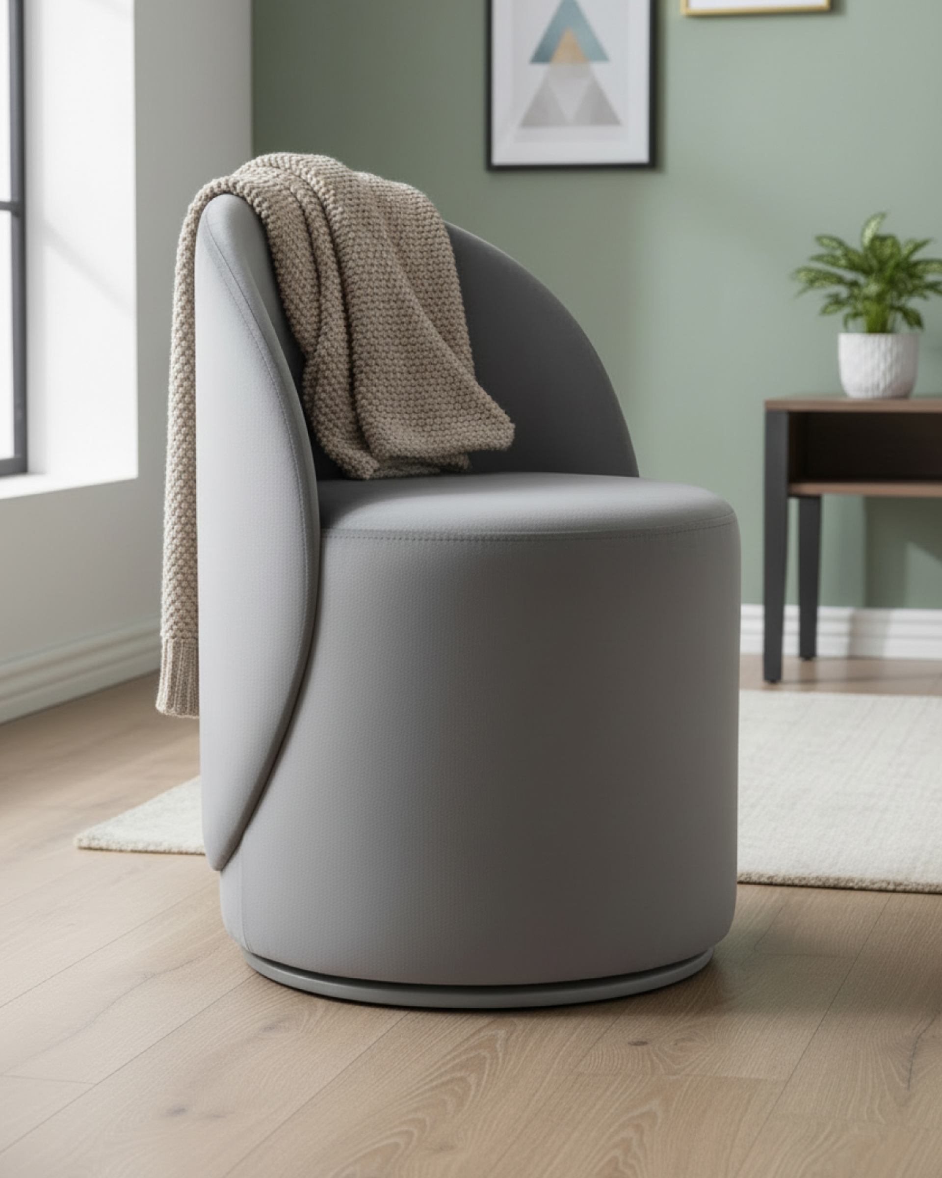 Пуф Loreen со спинкой вращающийся велюр серый