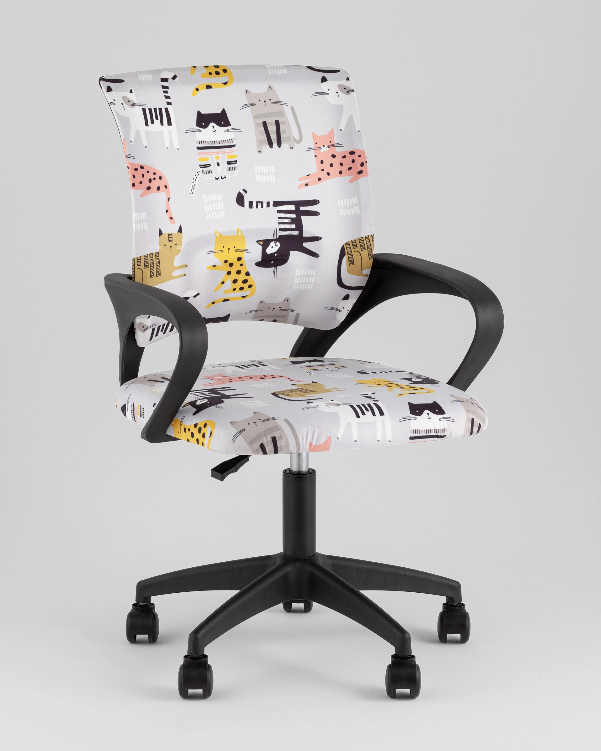 Кресло компьютерное детское TopChairs Simple SN Junior принт Blue Cats пластик черный