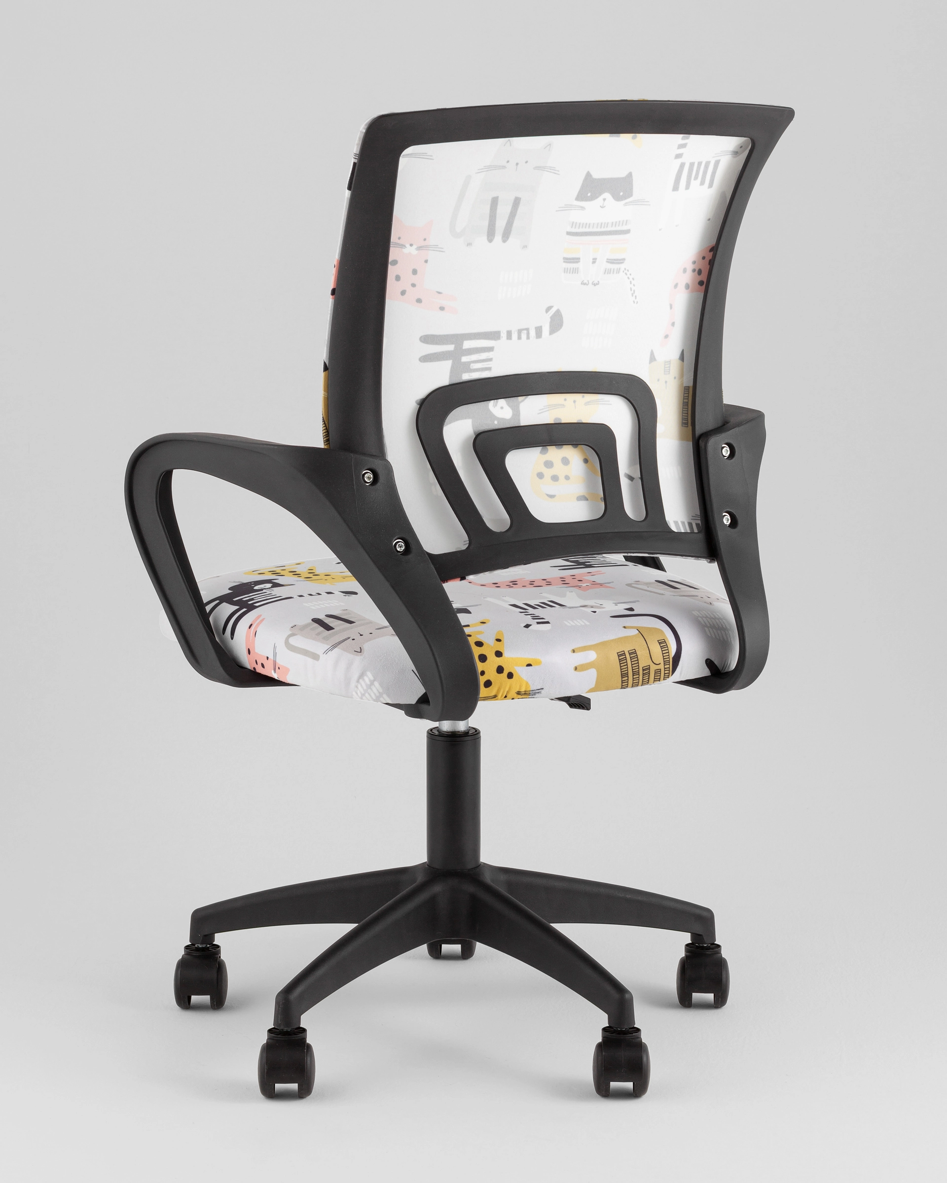 Кресло компьютерное детское TopChairs Simple SN Junior принт Blue Cats пластик черный