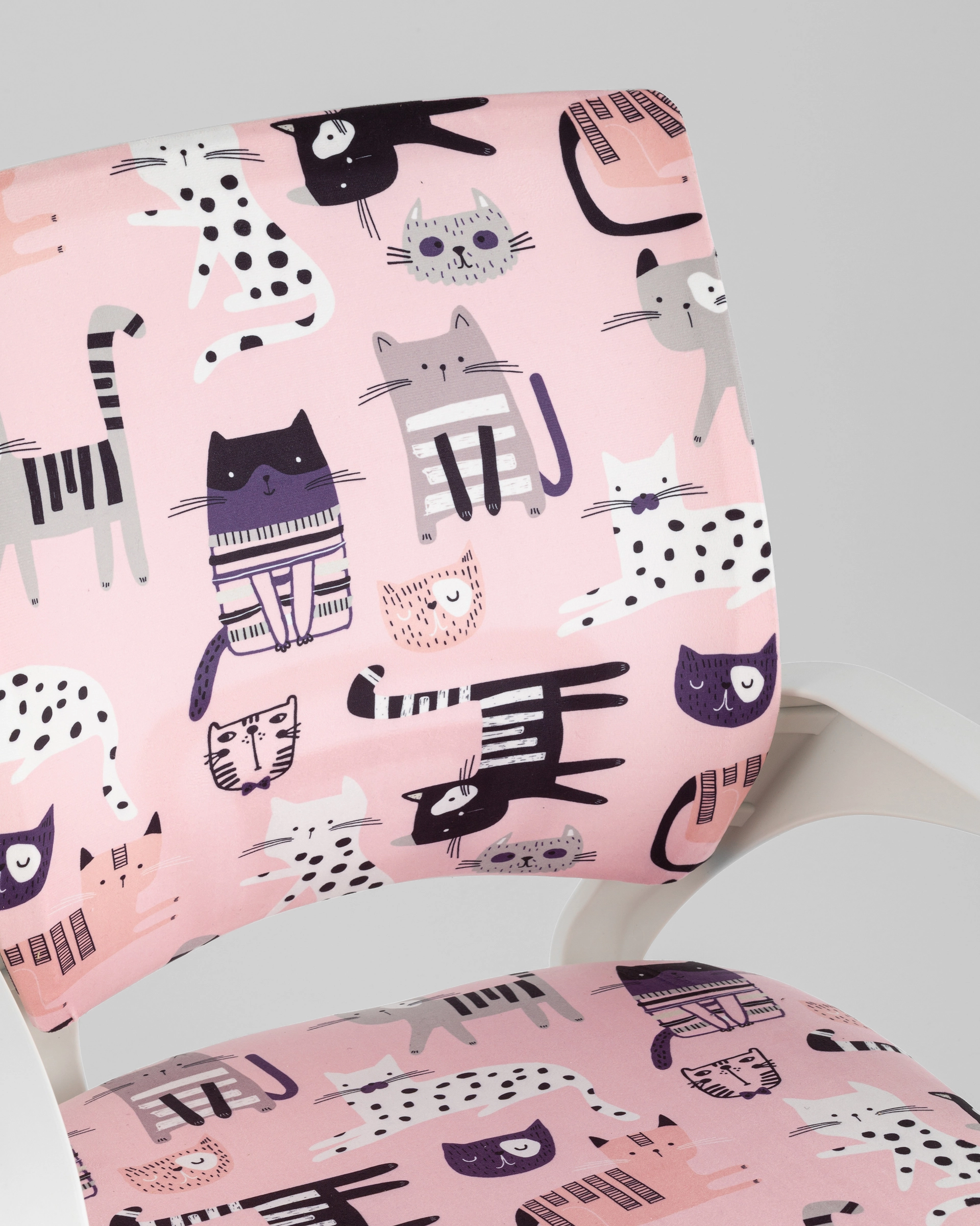 Кресло компьютерное детское TopChairs Simple SN Junior принт Pink Cats пластик белый