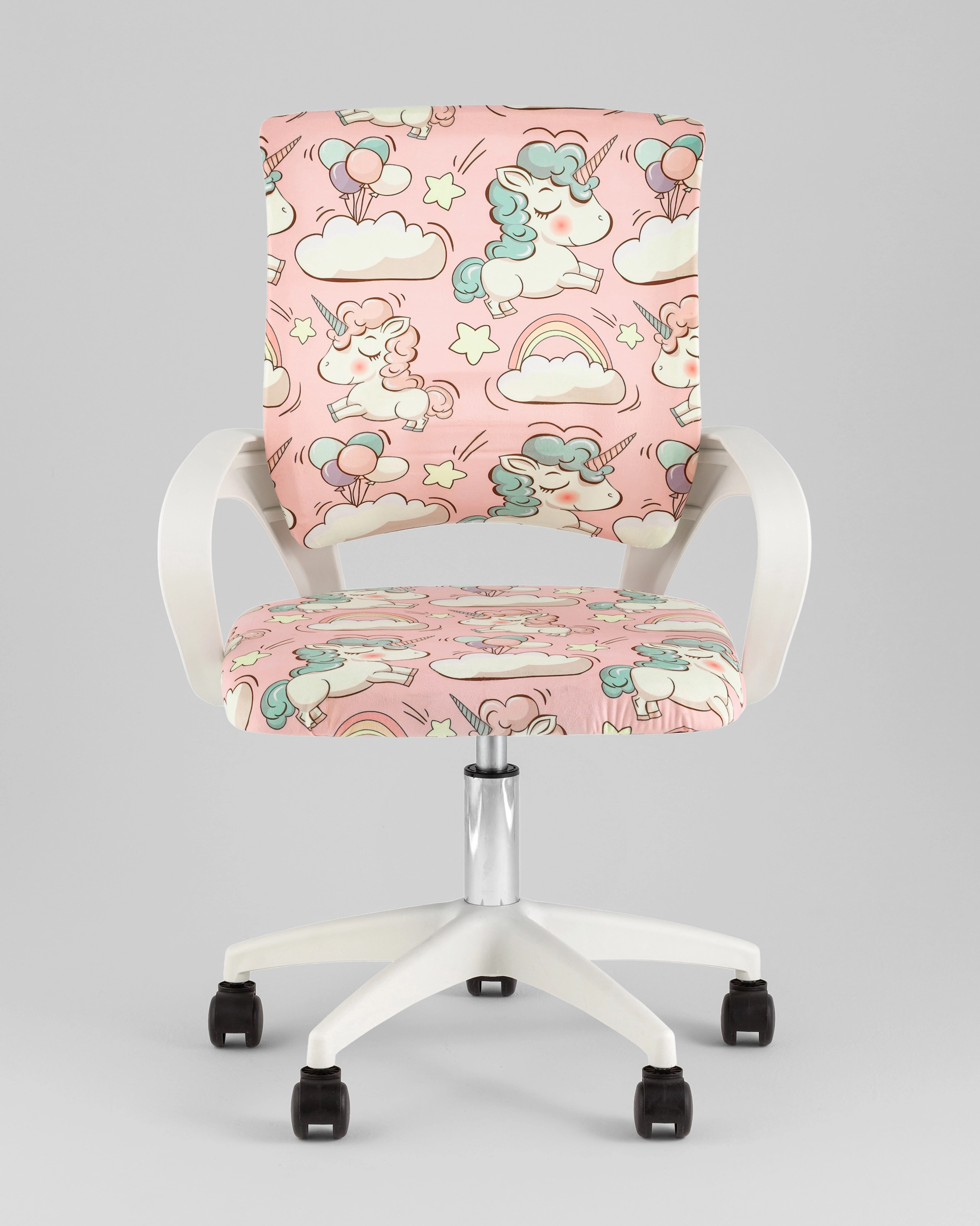 Кресло компьютерное детское TopChairs Simple SN Junior принт Unicorns пластик белый