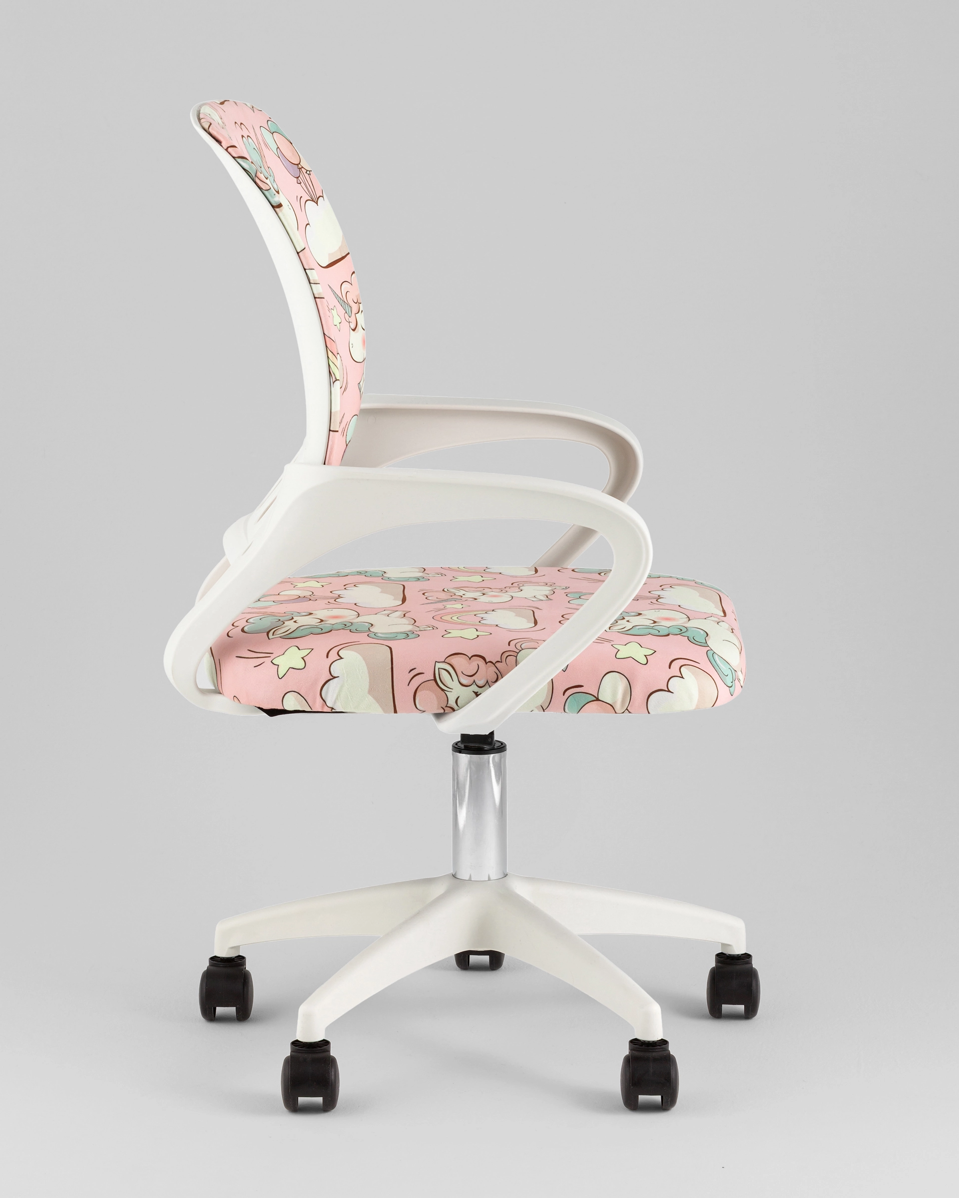Кресло компьютерное детское TopChairs Simple SN Junior принт Unicorns пластик белый