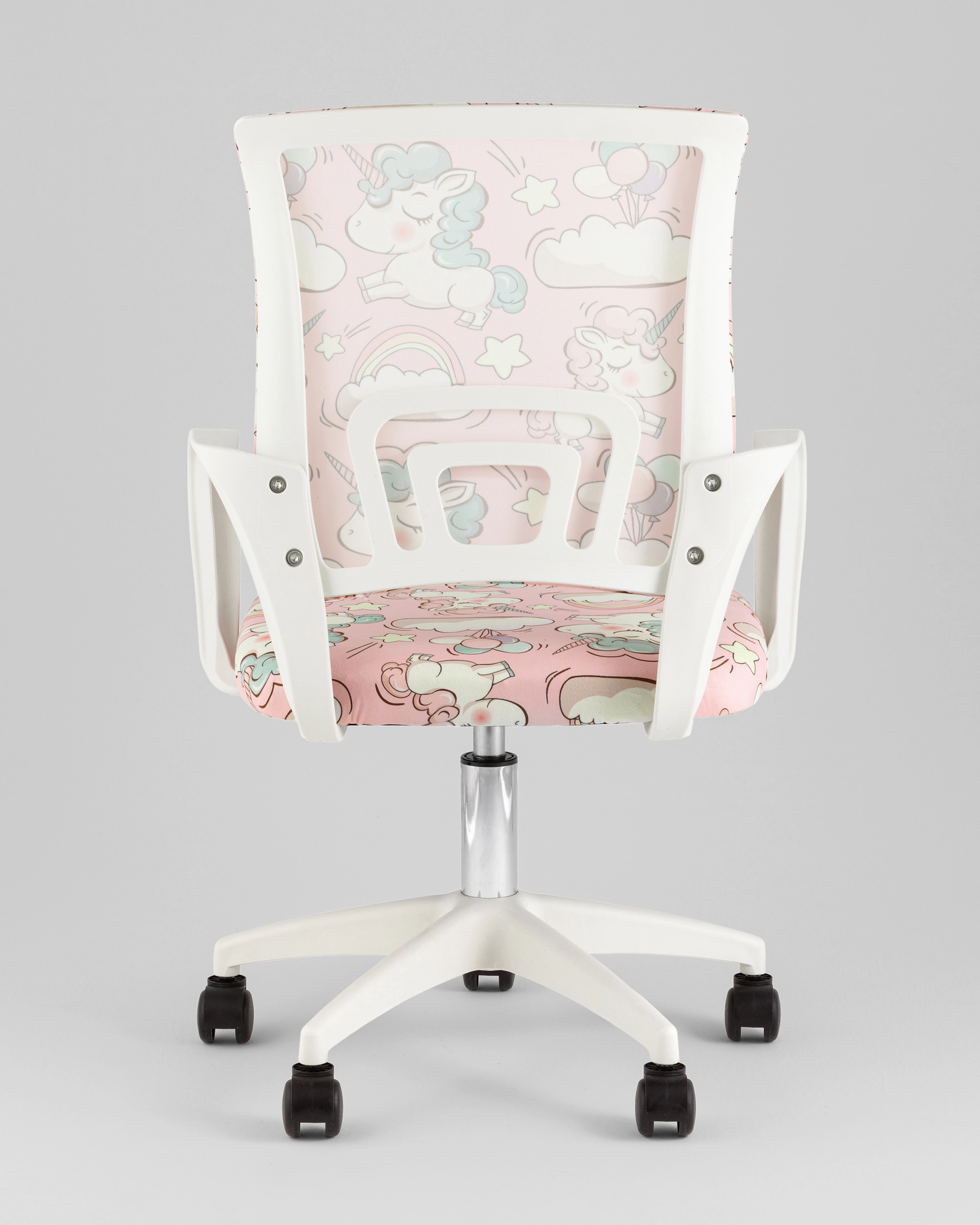 Кресло компьютерное детское TopChairs Simple SN Junior принт Unicorns пластик белый