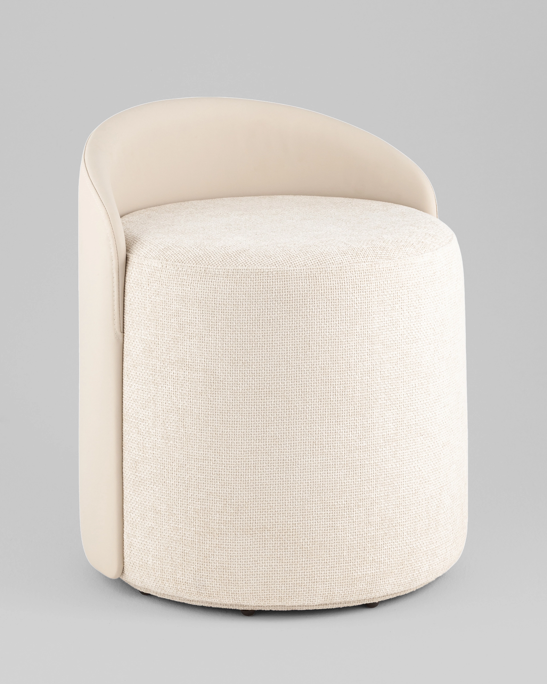 Пуф Тея спинка экокожа сиденье шенилл бежевый