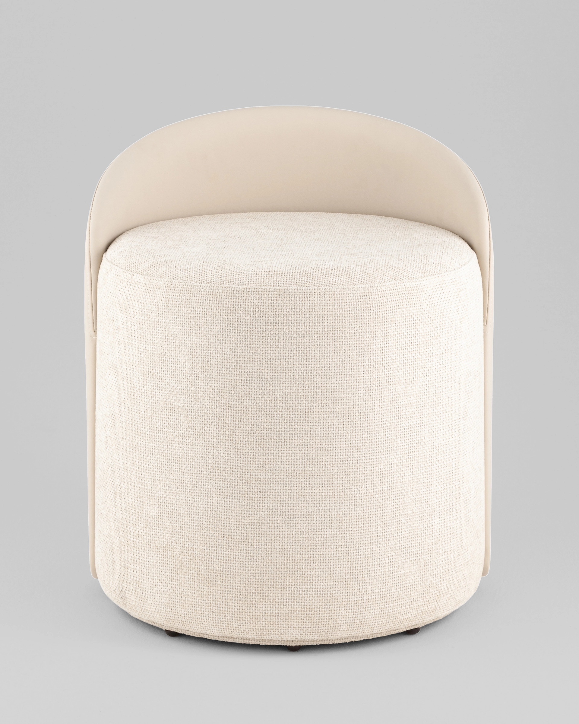 Пуф Тея спинка экокожа сиденье шенилл бежевый