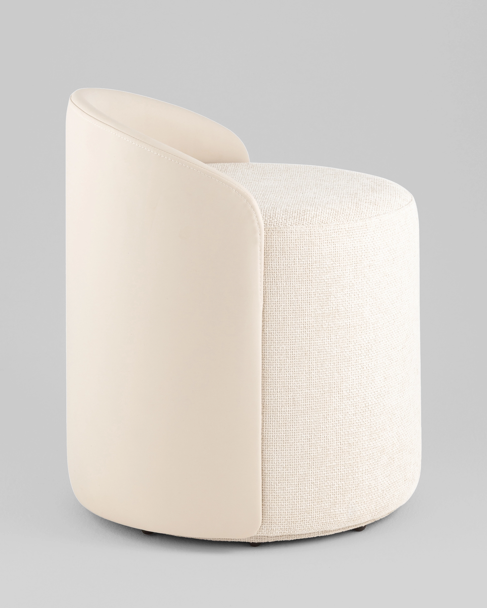 Пуф Тея спинка экокожа сиденье шенилл бежевый