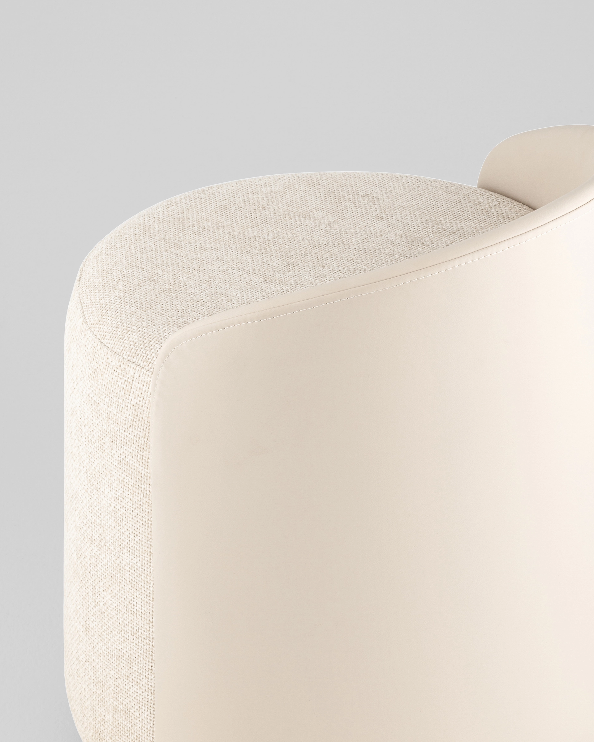 Пуф Тея спинка экокожа сиденье шенилл бежевый