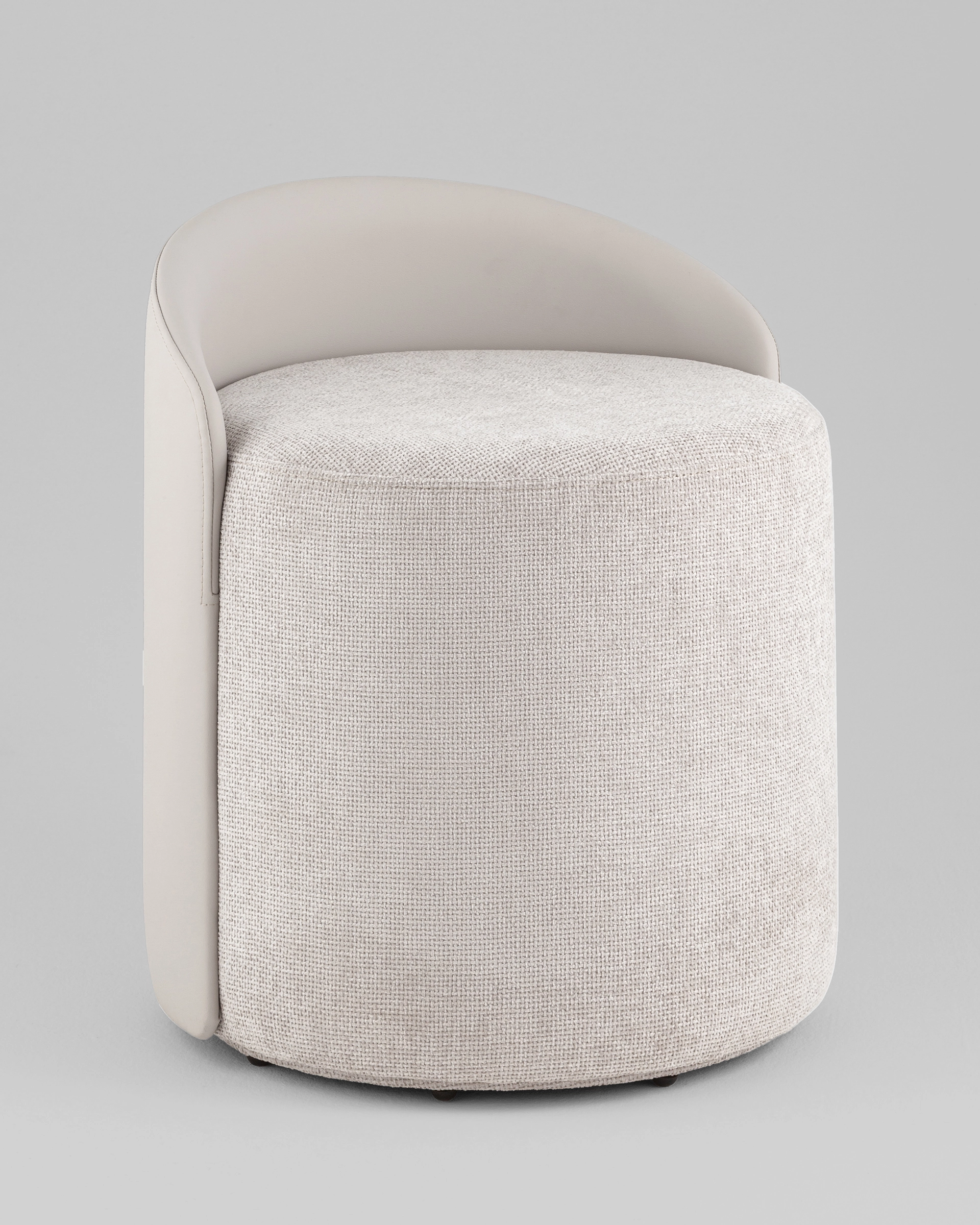 Пуф Тея спинка экокожа сиденье шенилл светло-серый