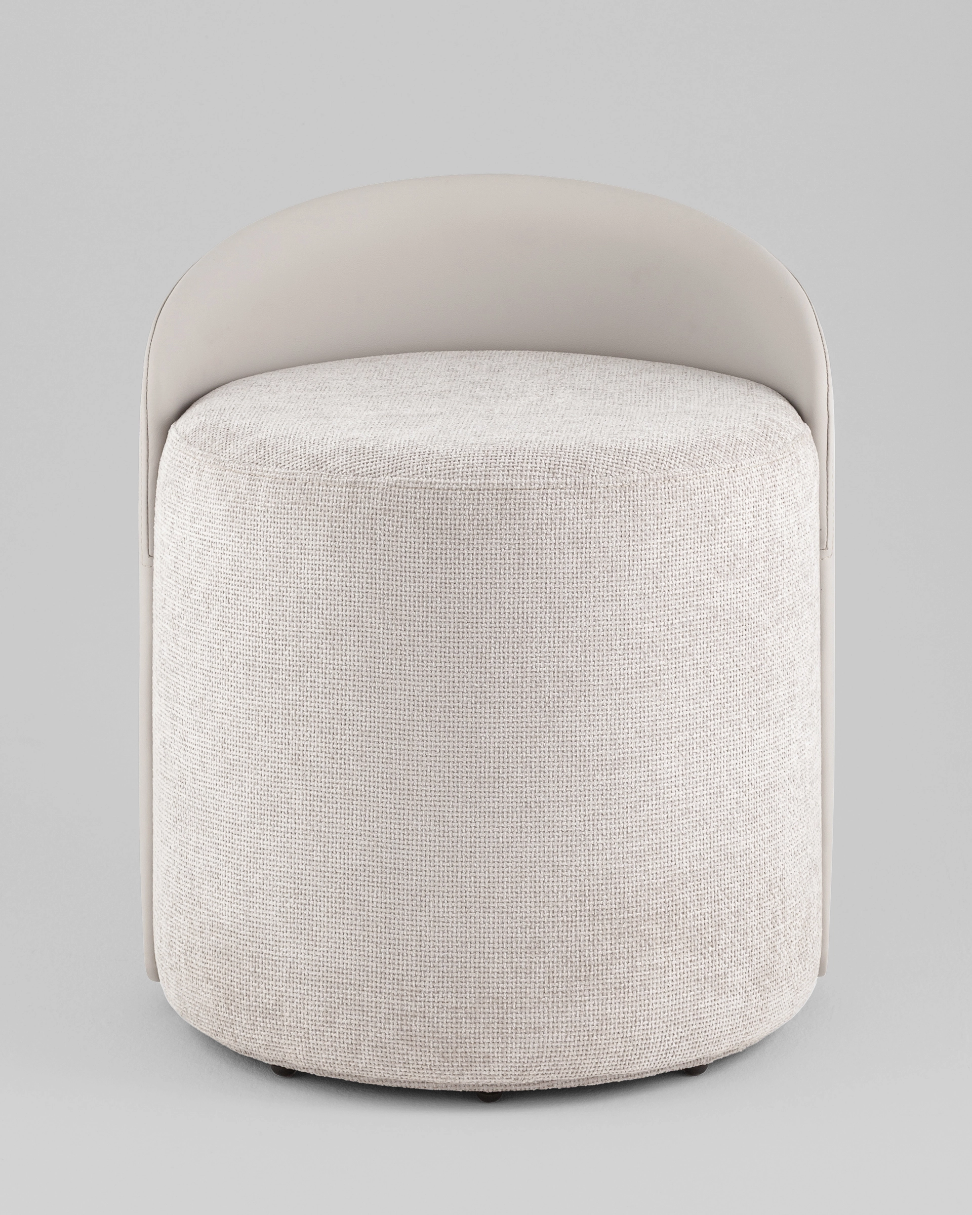 Пуф Тея спинка экокожа сиденье шенилл светло-серый