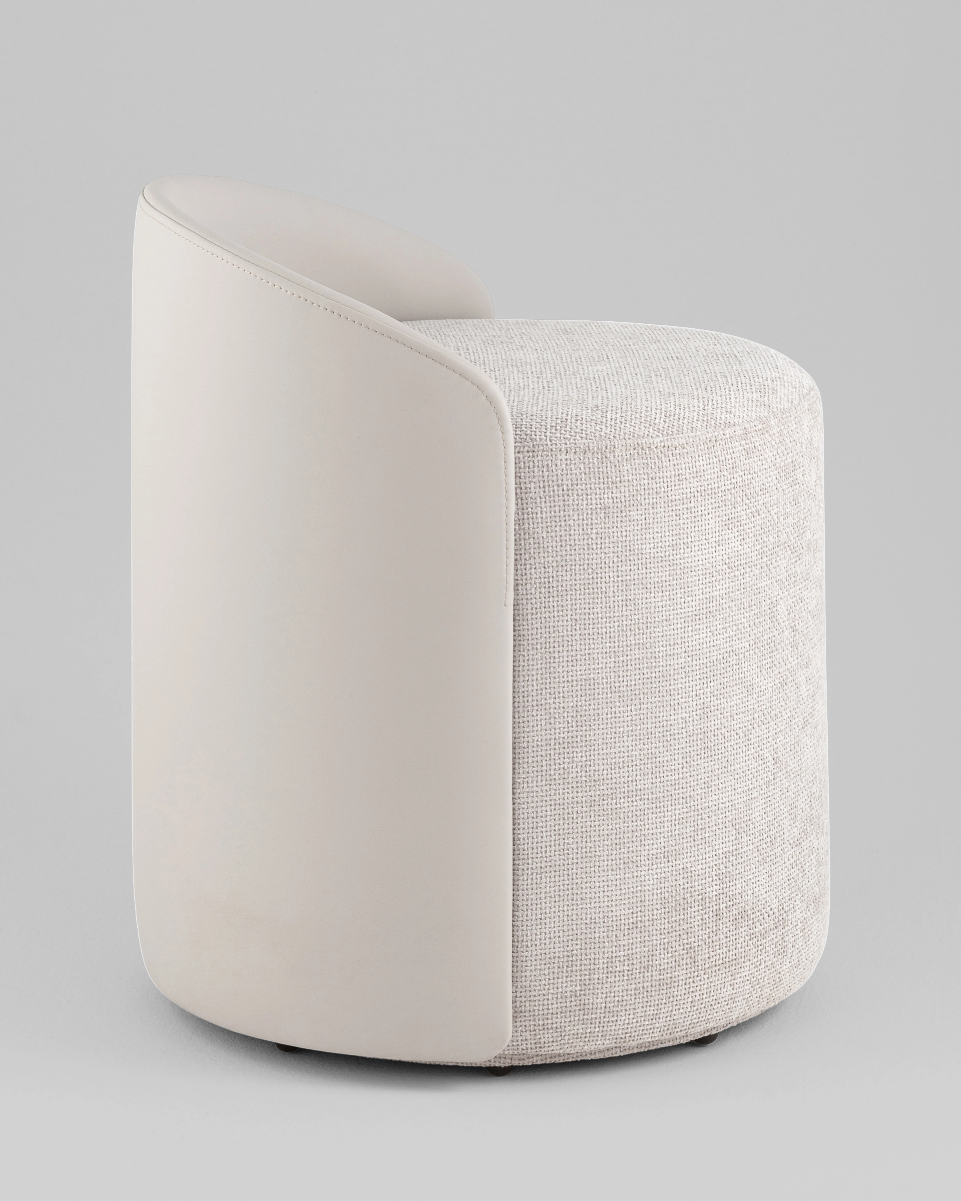 Пуф Тея спинка экокожа сиденье шенилл светло-серый