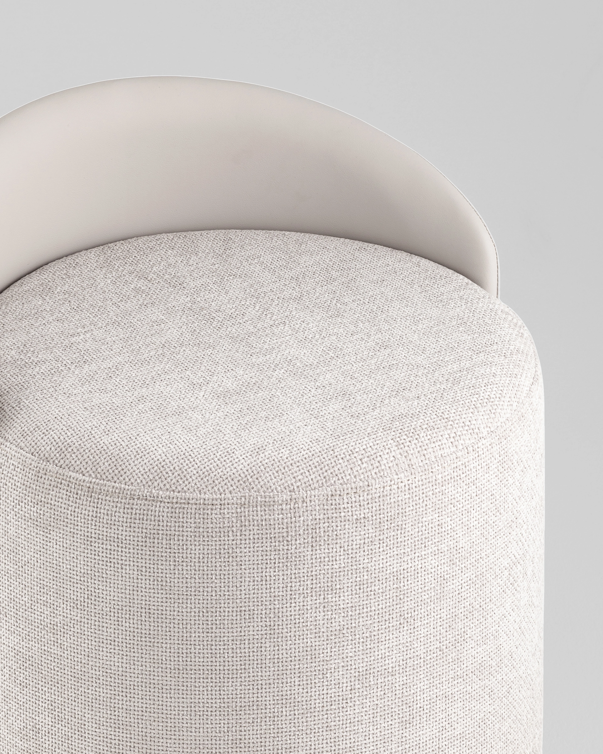 Пуф Тея спинка экокожа сиденье шенилл светло-серый