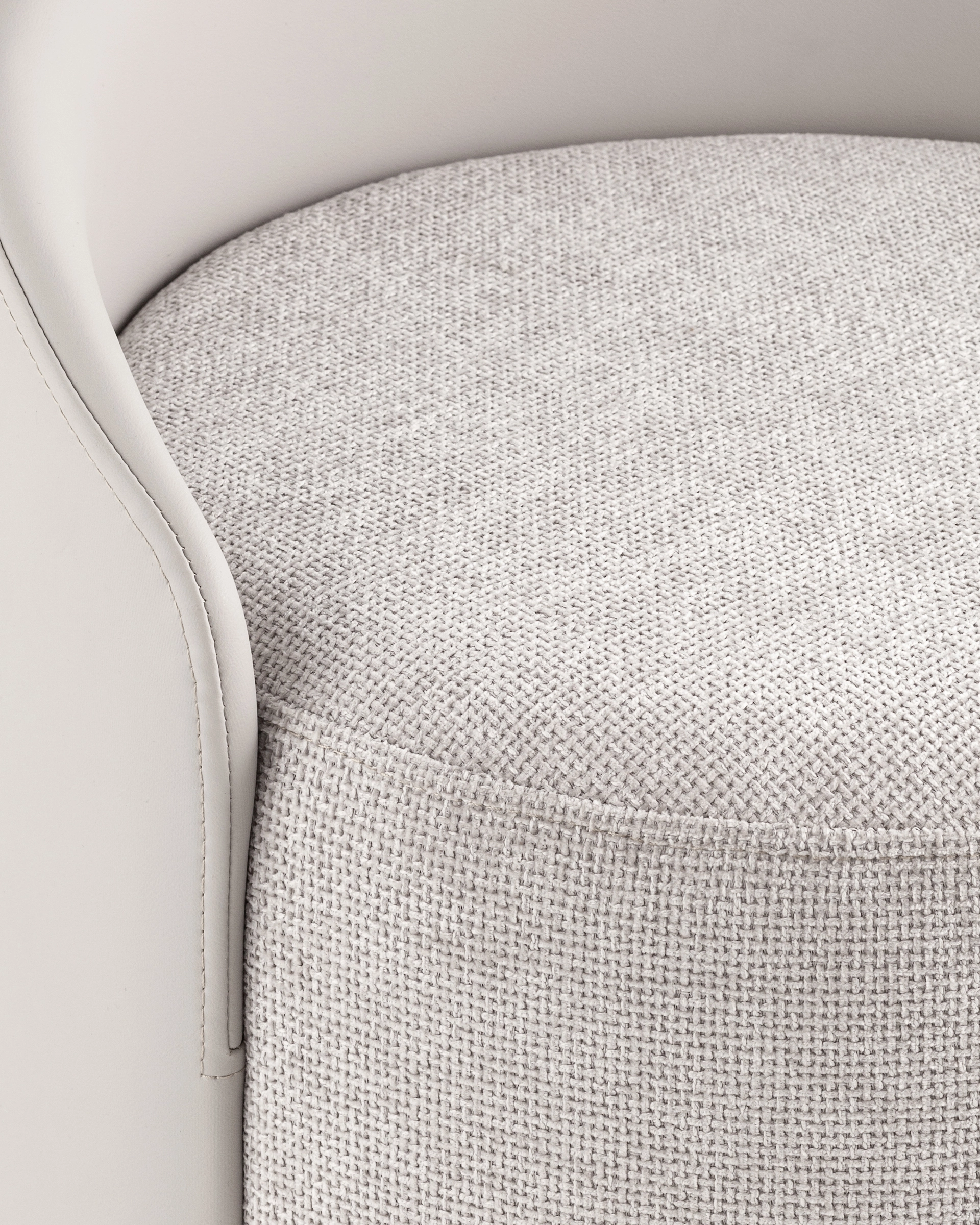 Пуф Тея спинка экокожа сиденье шенилл светло-серый