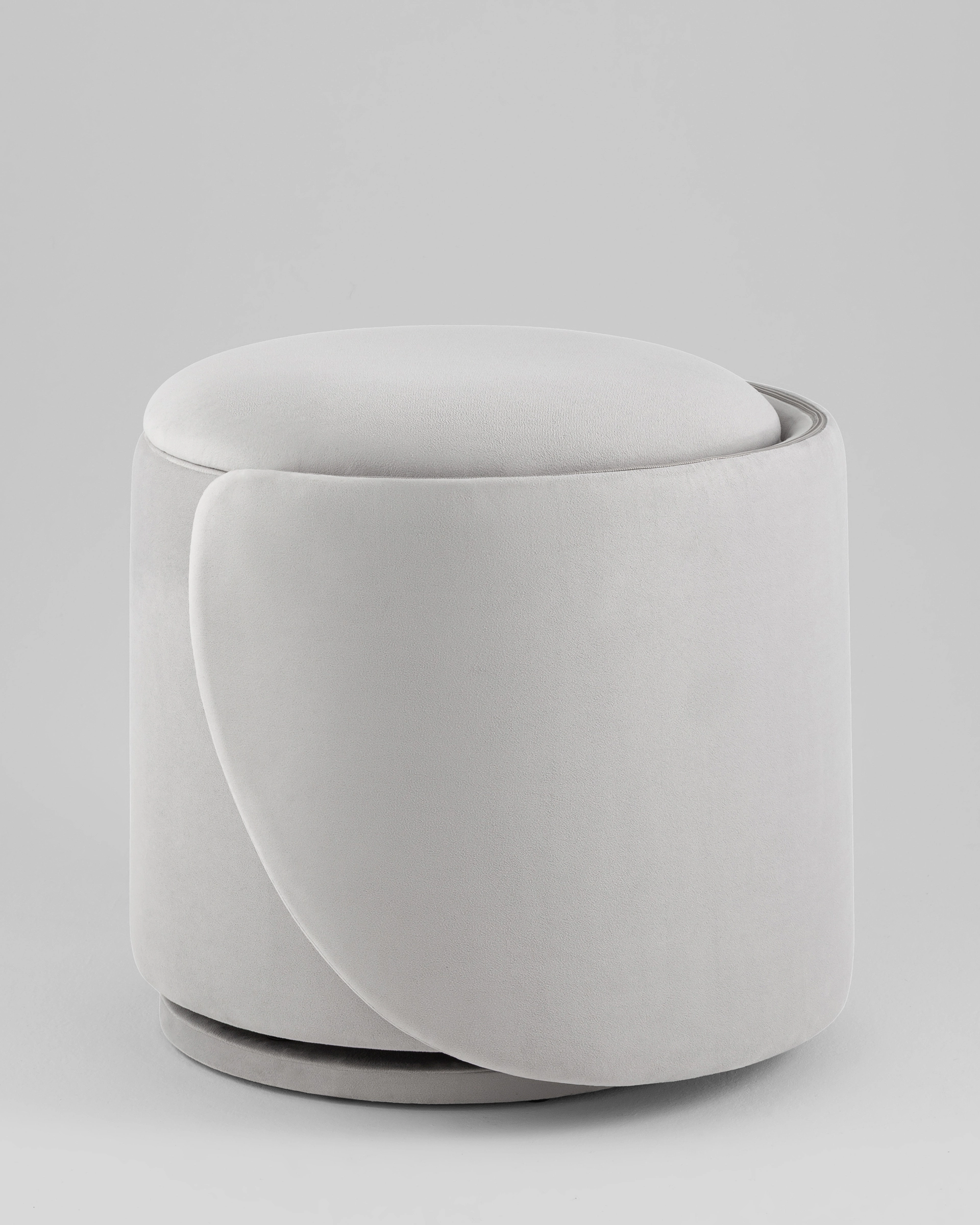 Пуф-трансформер Таунсвилл вращающийся с ящиком велюр светло-серый