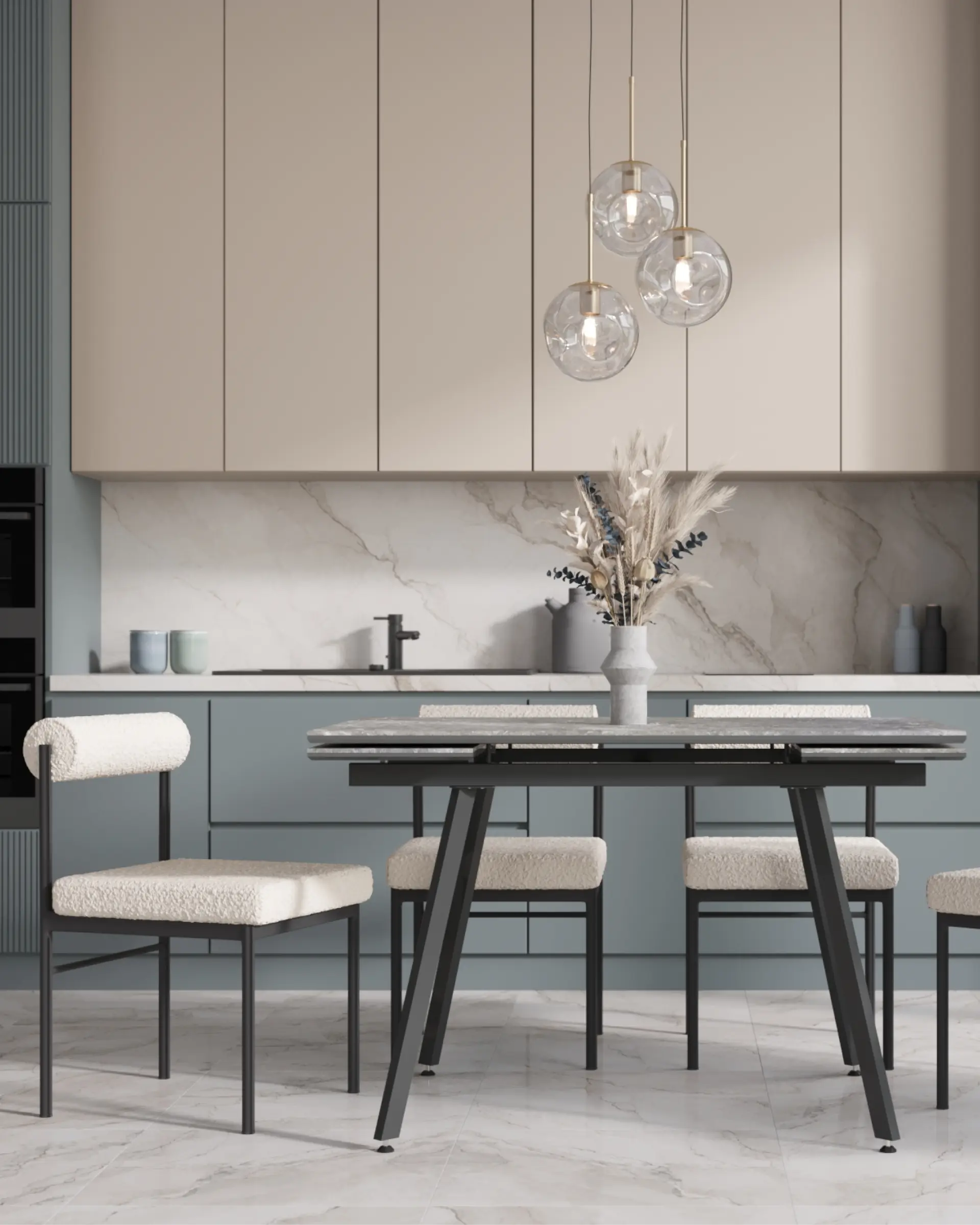 Стол Тайл 140-200/85/75 столешница керамика Larka Grey
