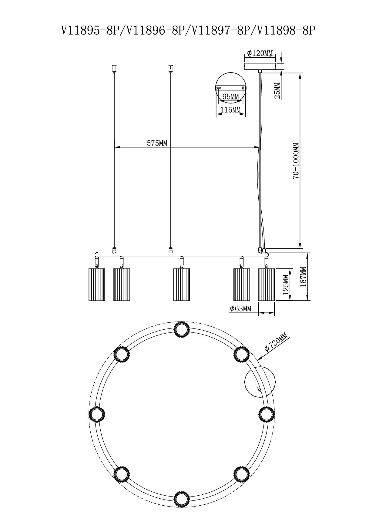 Люстра подвесная Moderli V11898-8P Cora