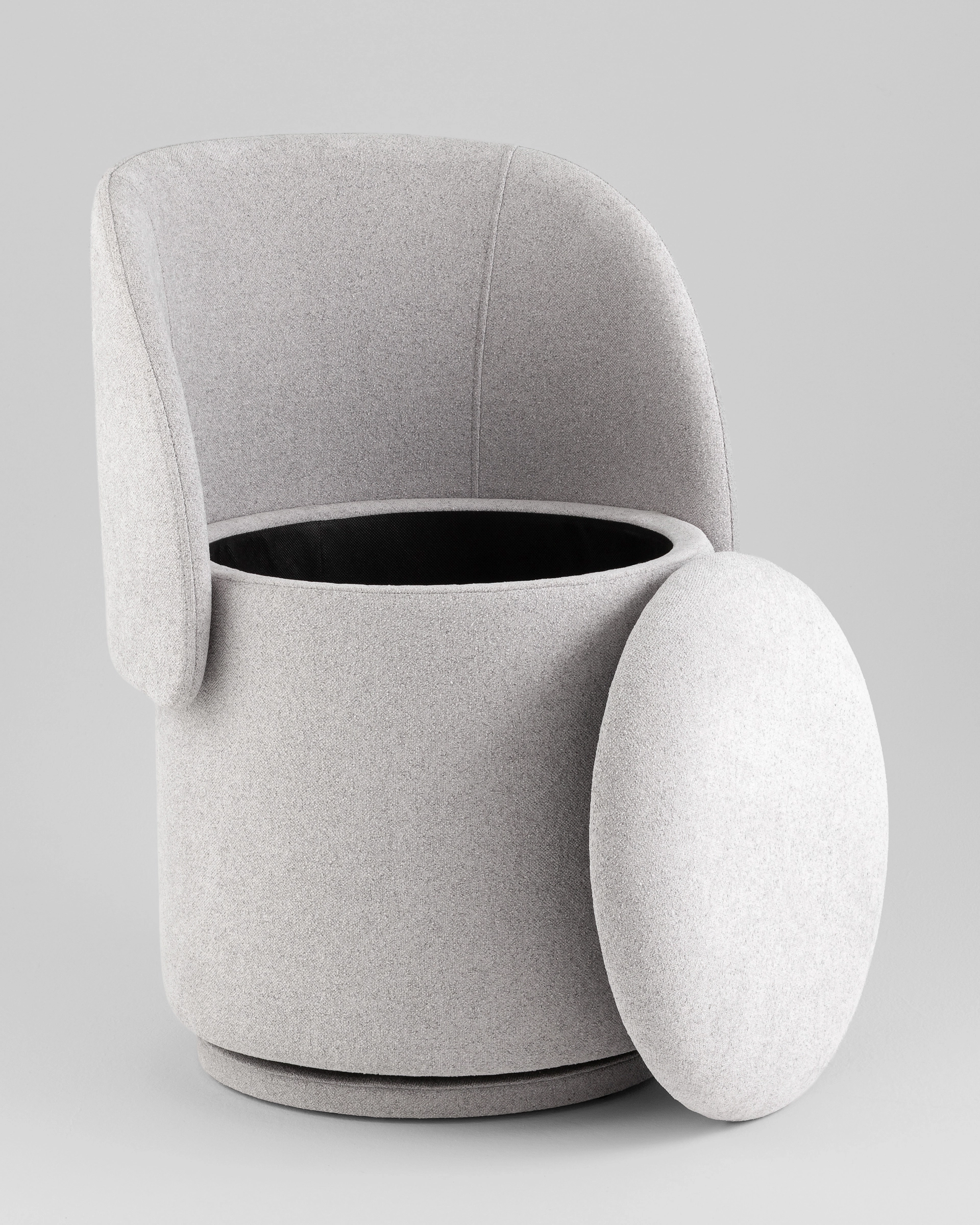 Пуф-трансформер Таунсвилл вращающийся с ящиком букле светло-серый