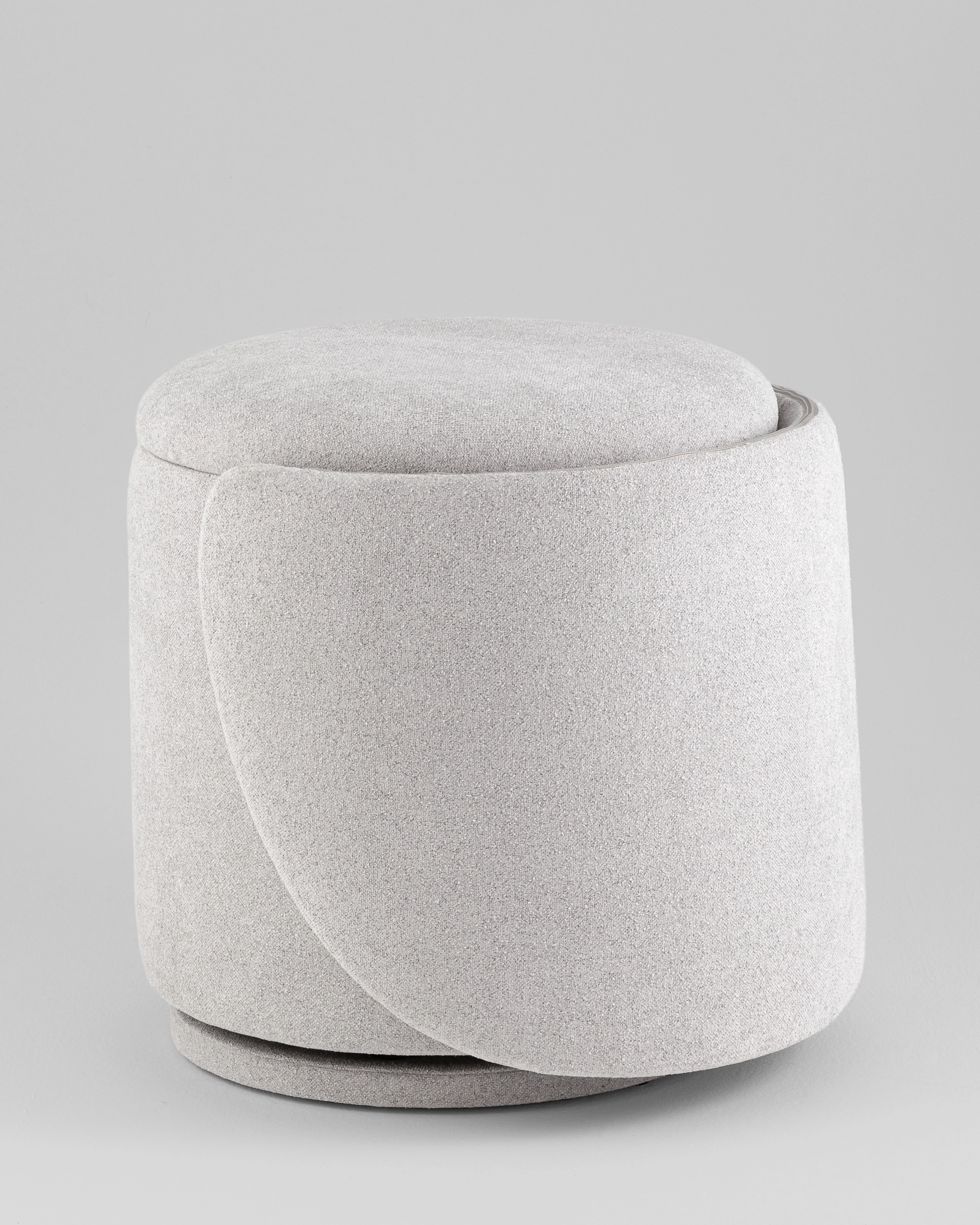 Пуф-трансформер Таунсвилл вращающийся с ящиком букле светло-серый