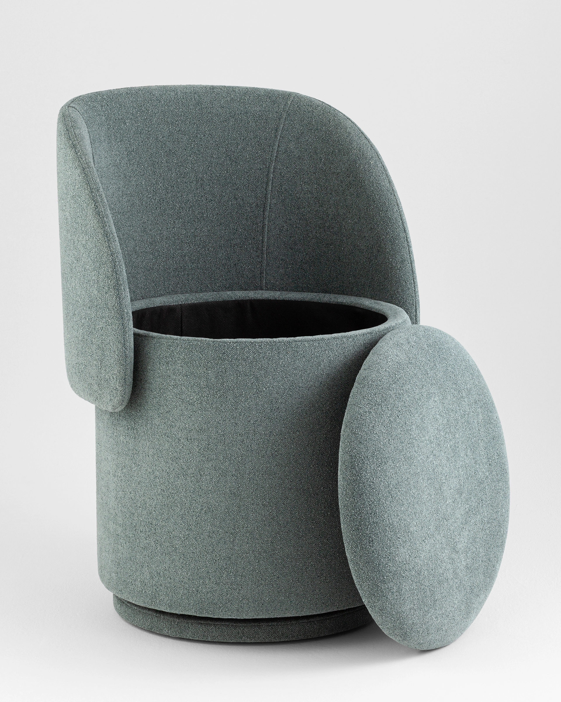 Пуф-трансформер Таунсвилл вращающийся с ящиком букле зеленый