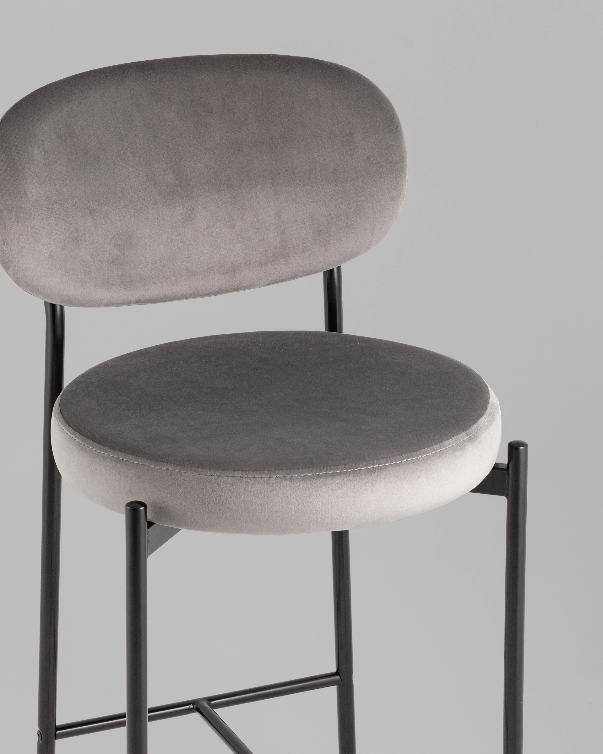 Стул полубарный Бриф VD велюр серый 2 шт.