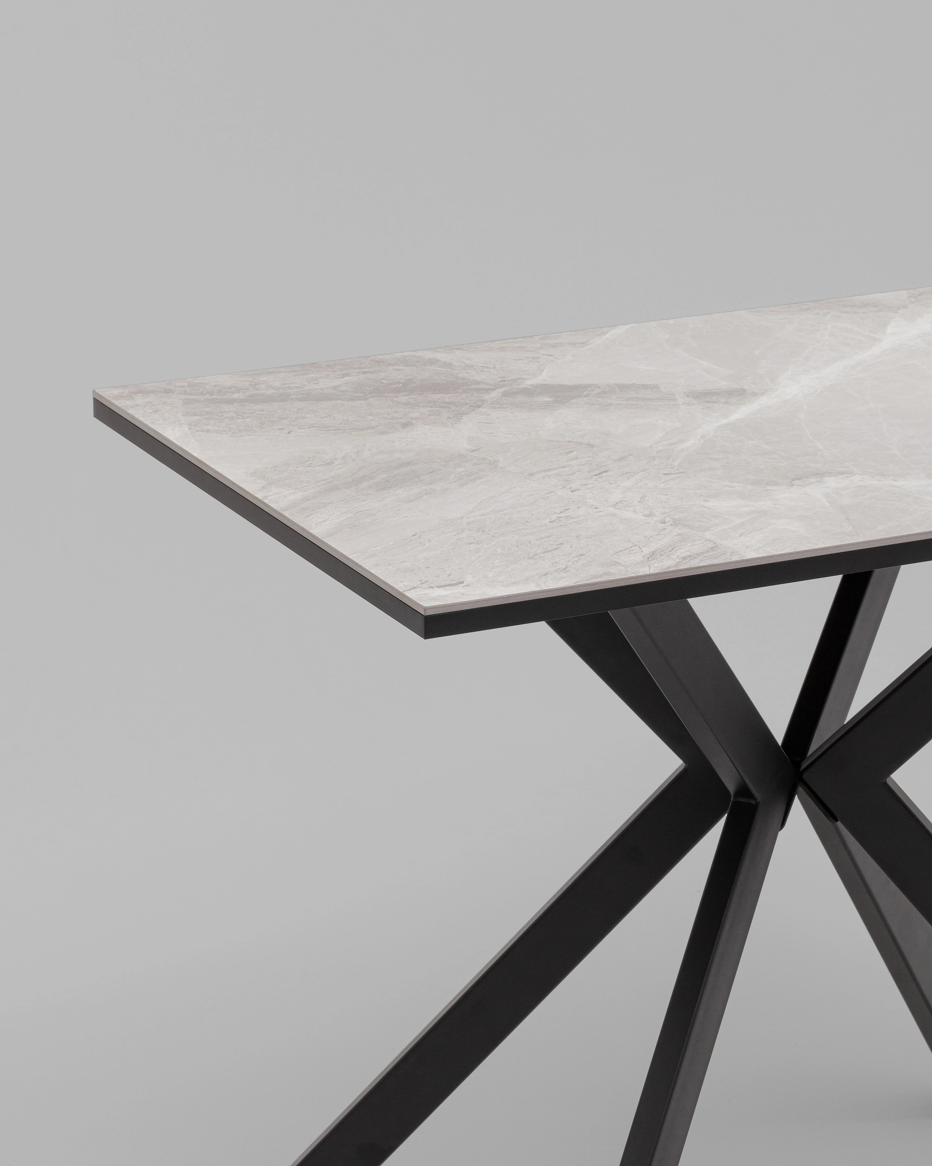 Стол Мармер мини нераскладной 90х60х75 см, столешница IT.MID.GRAY, подстолье металл черный