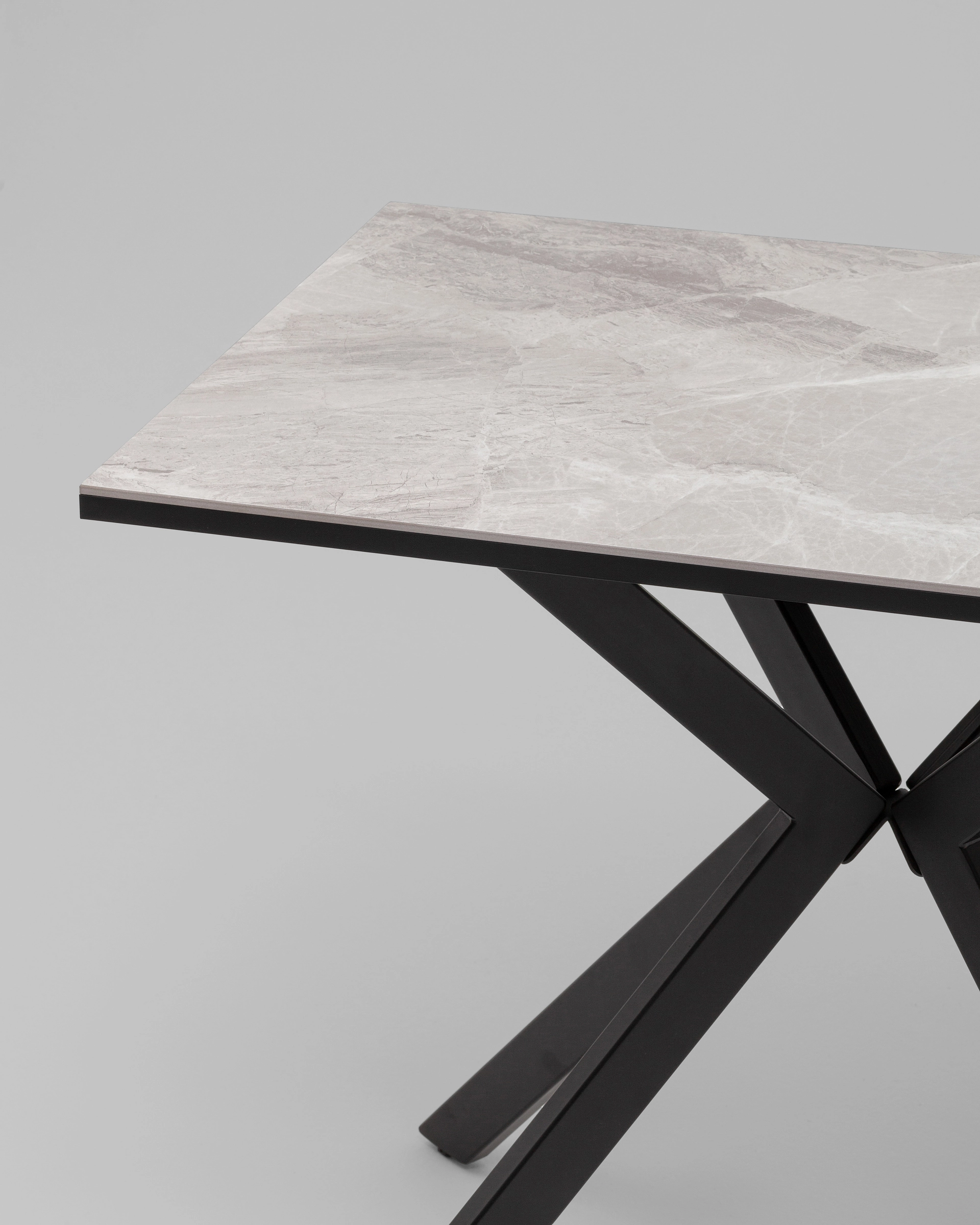 Стол Мармер мини нераскладной 90х60х75 см, столешница IT.MID.GRAY, подстолье металл черный