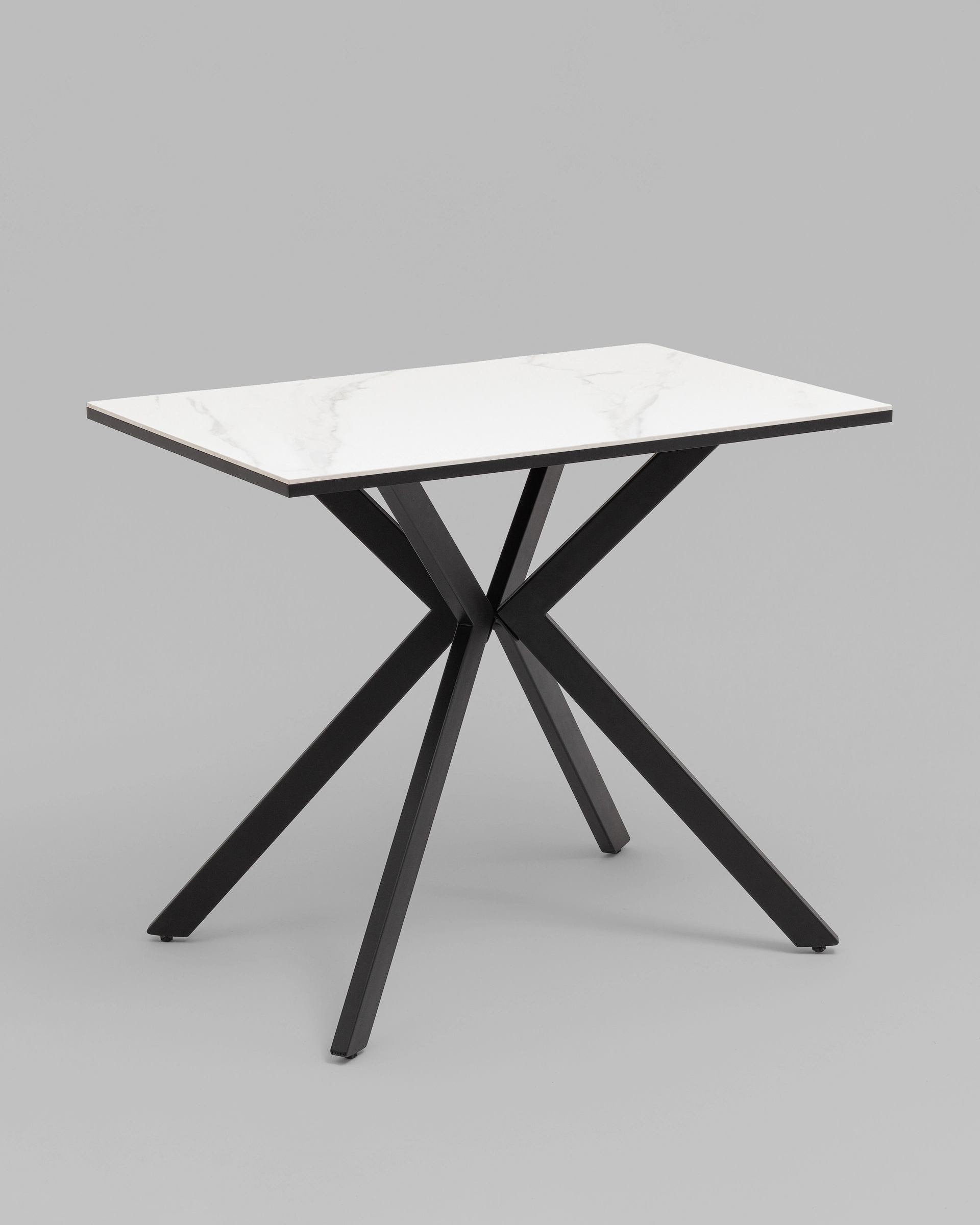 Стол Мармер мини нераскладной 90х60х75 см, столешница SNOW WHITE, подстолье металл черный