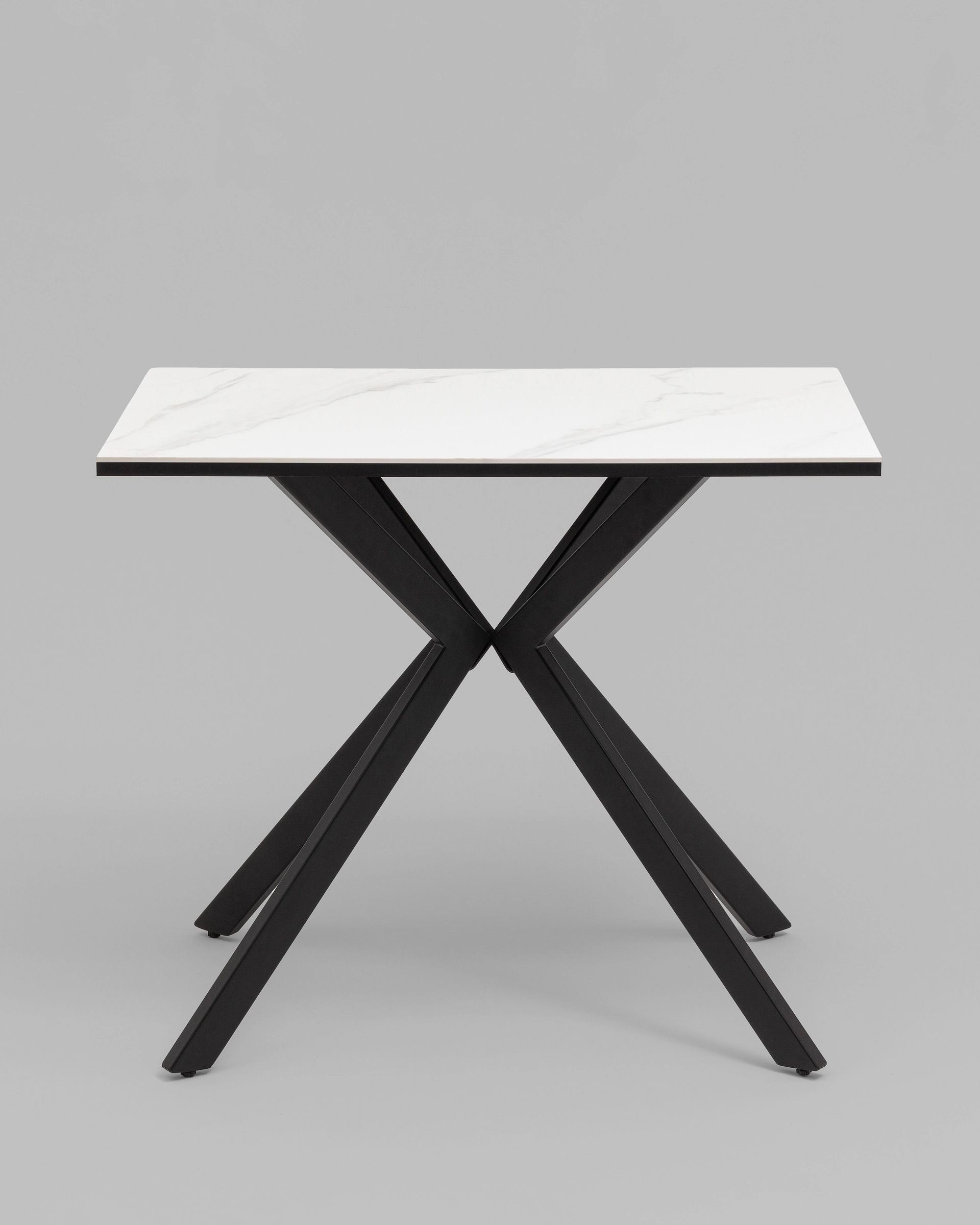Стол Мармер мини нераскладной 90х60х75 см, столешница SNOW WHITE, подстолье металл черный