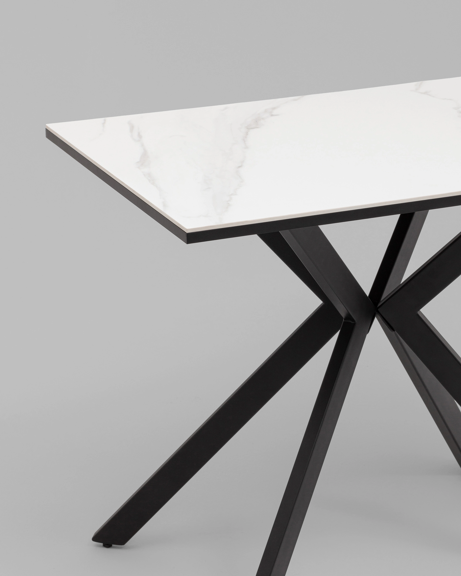 Стол Мармер мини нераскладной 90х60х75 см, столешница SNOW WHITE, подстолье металл черный