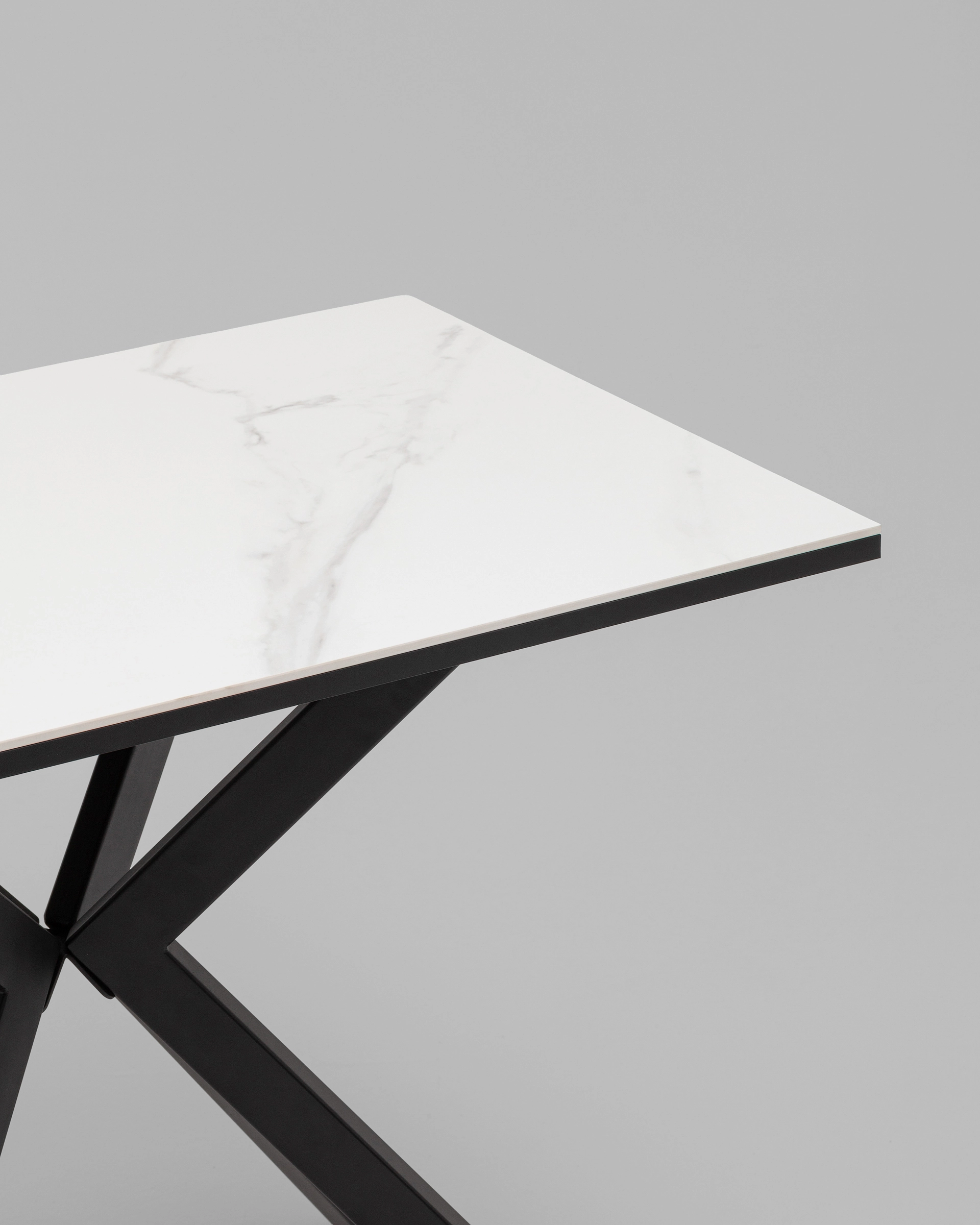 Стол Мармер мини нераскладной 90х60х75 см, столешница SNOW WHITE, подстолье металл черный