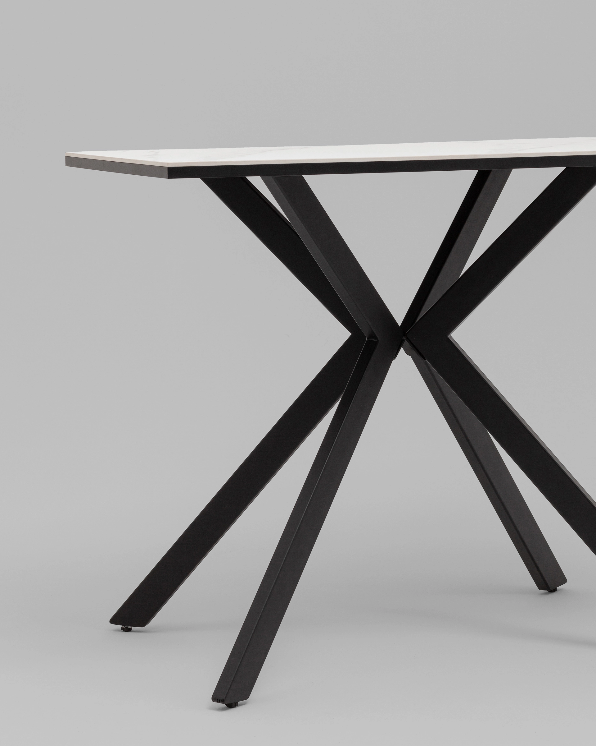 Стол Мармер мини нераскладной 90х60х75 см, столешница SNOW WHITE, подстолье металл черный