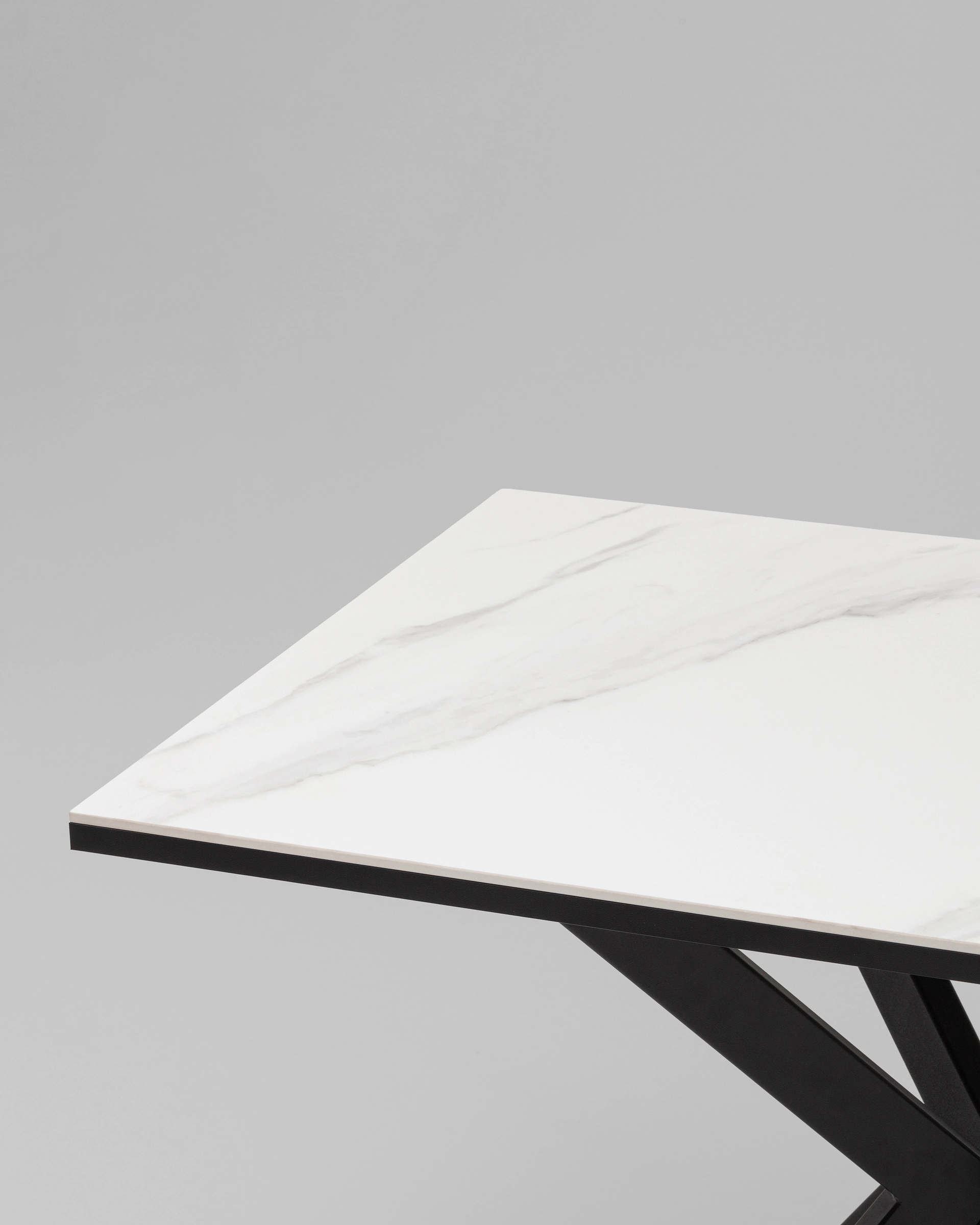 Стол Мармер мини нераскладной 90х60х75 см, столешница SNOW WHITE, подстолье металл черный