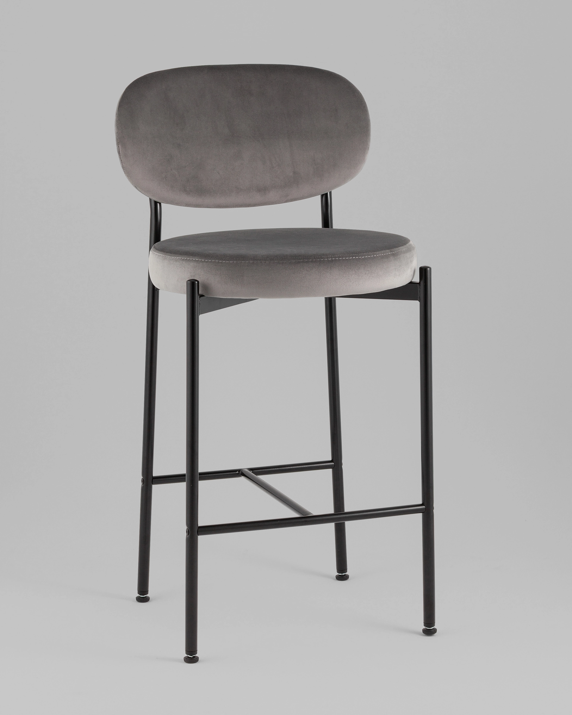 Стул полубарный Бриф VD велюр серый