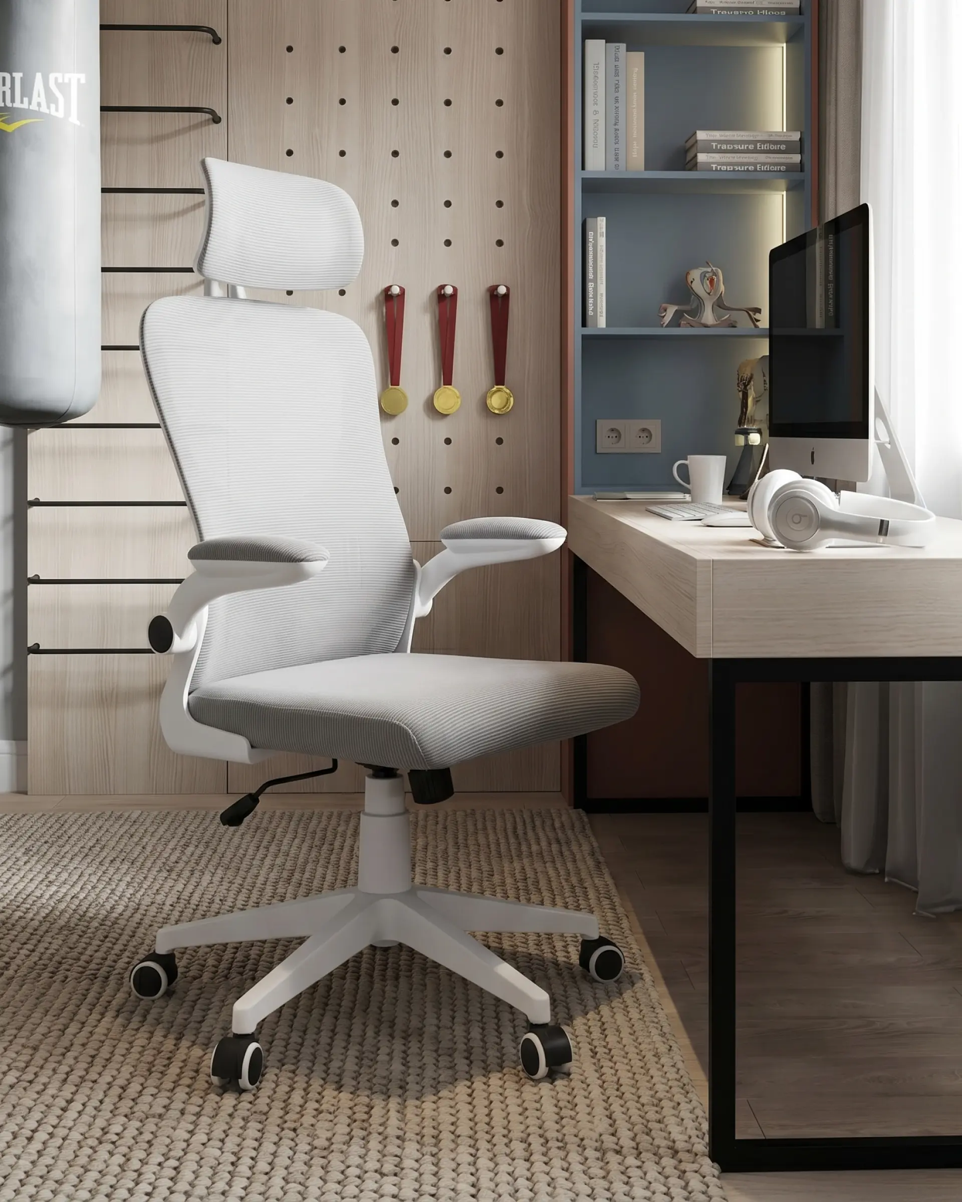 Кресло офисное TopChairs Airone белый с серой сеткой