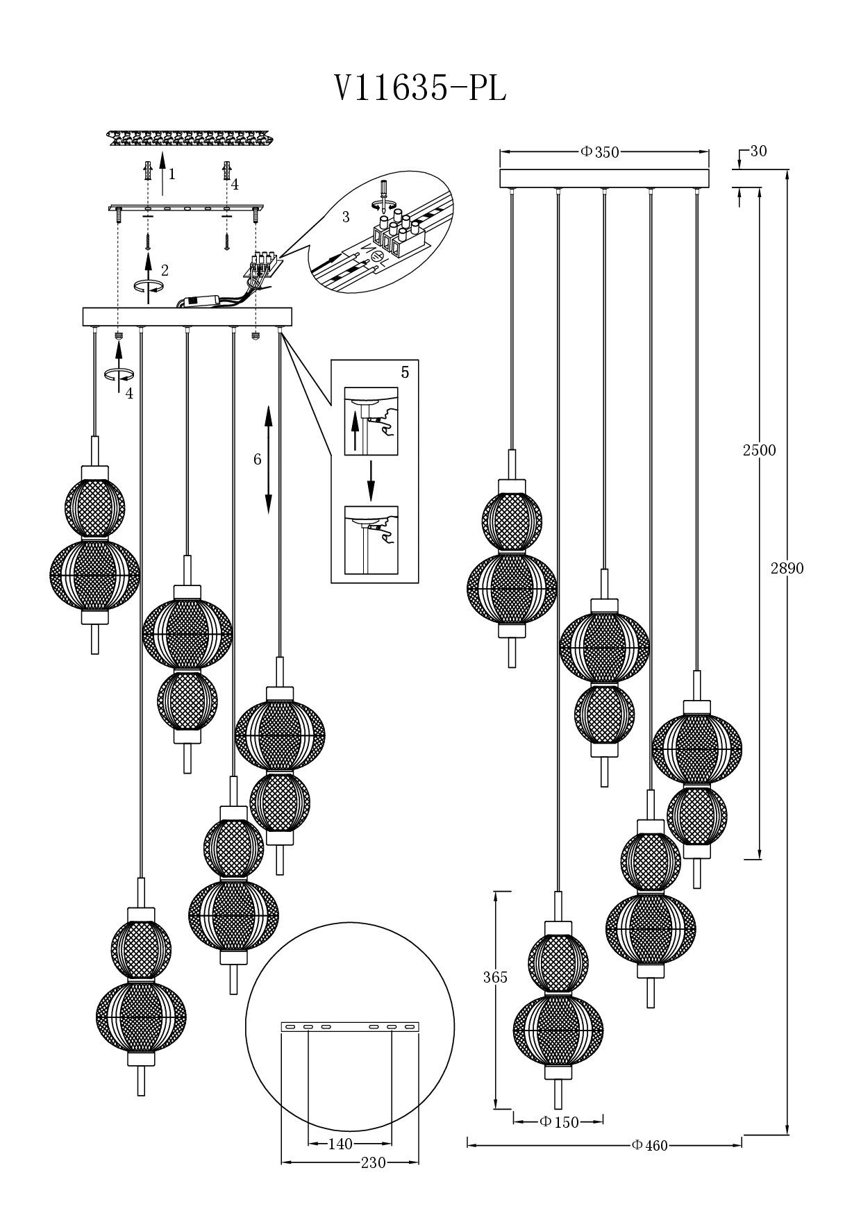 Светильник подвесной светодиодный Moderli V11635-PL Кластер