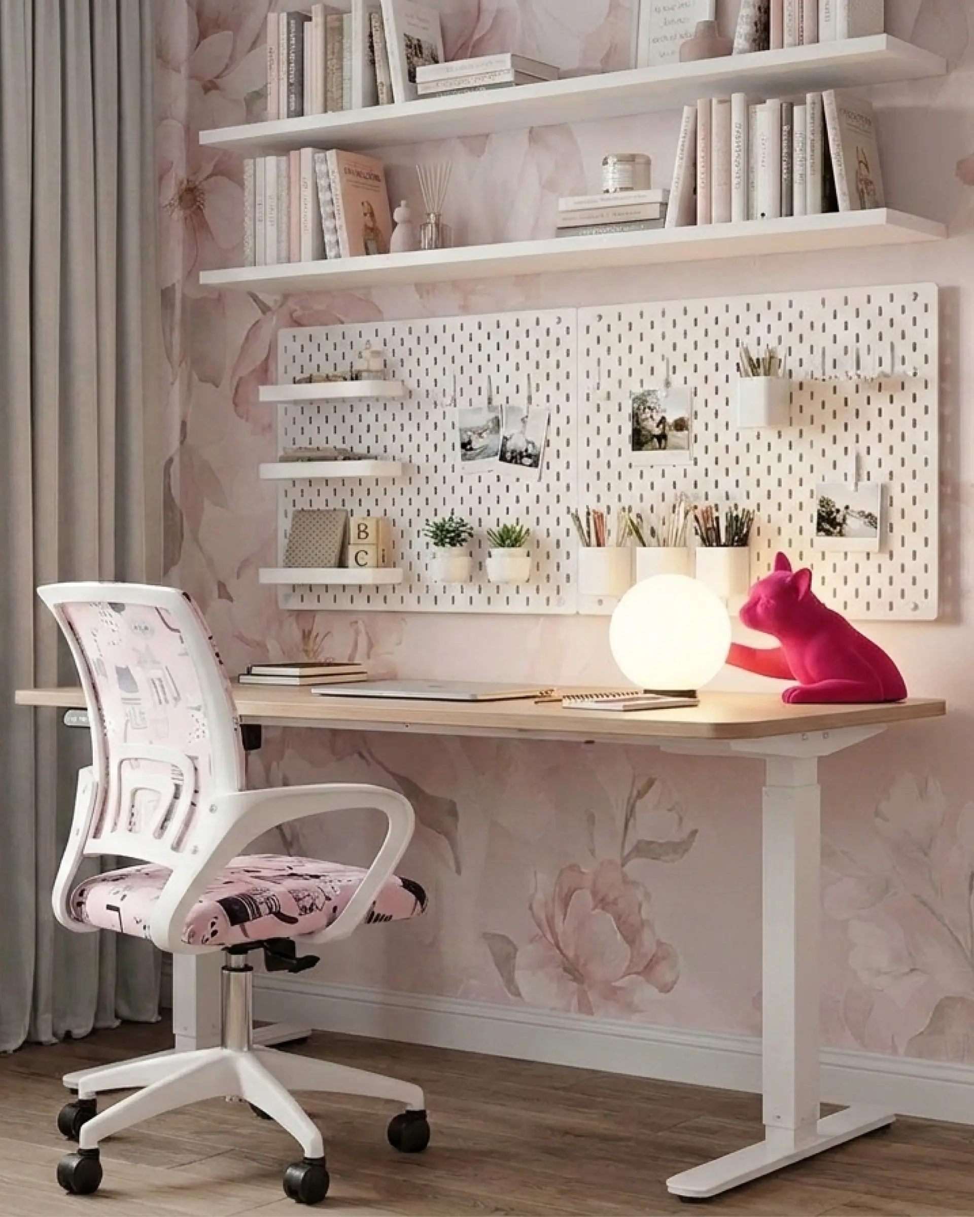 Кресло офисное TopChairs Simple SN Junior принт Pink Cats пластик белый