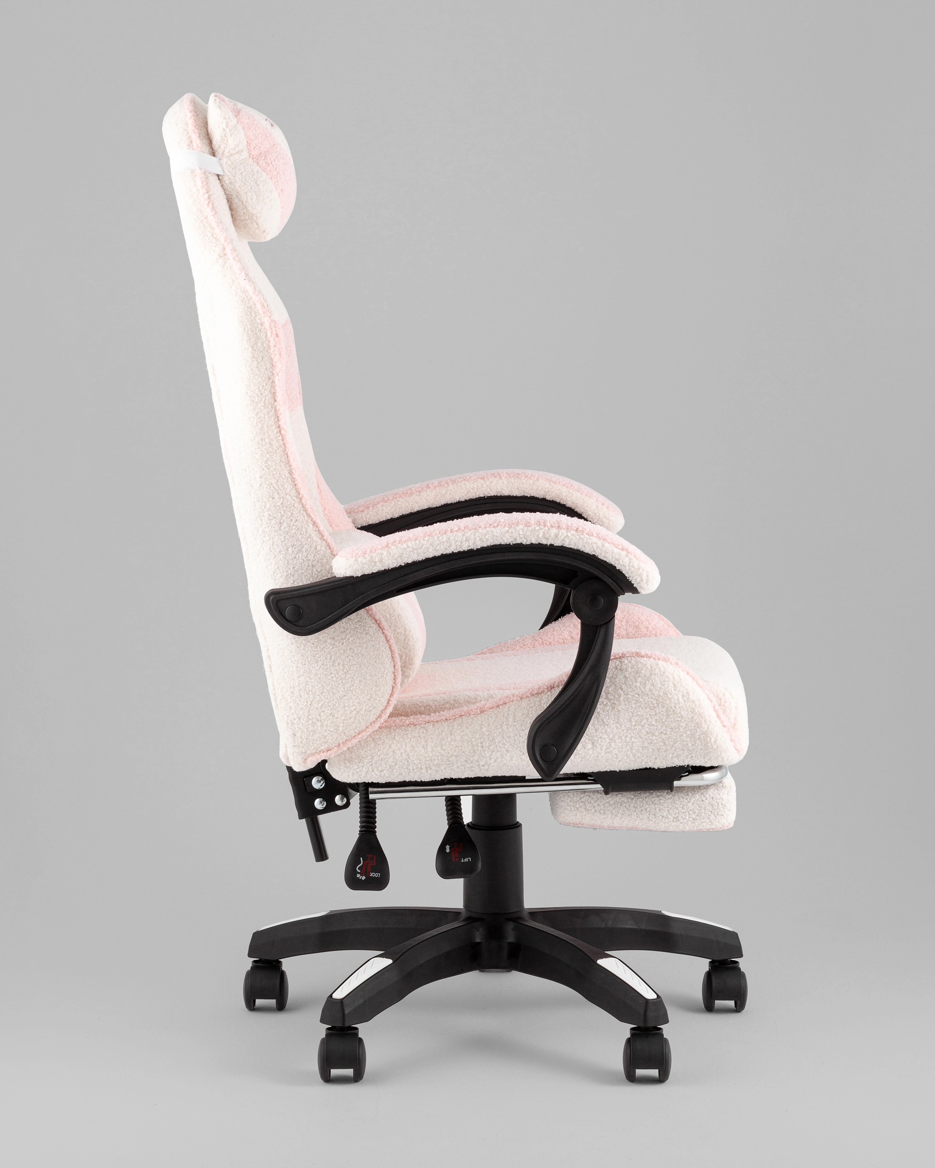 Кресло спортивное TopChairs MG-7019 букле бело-розовый
