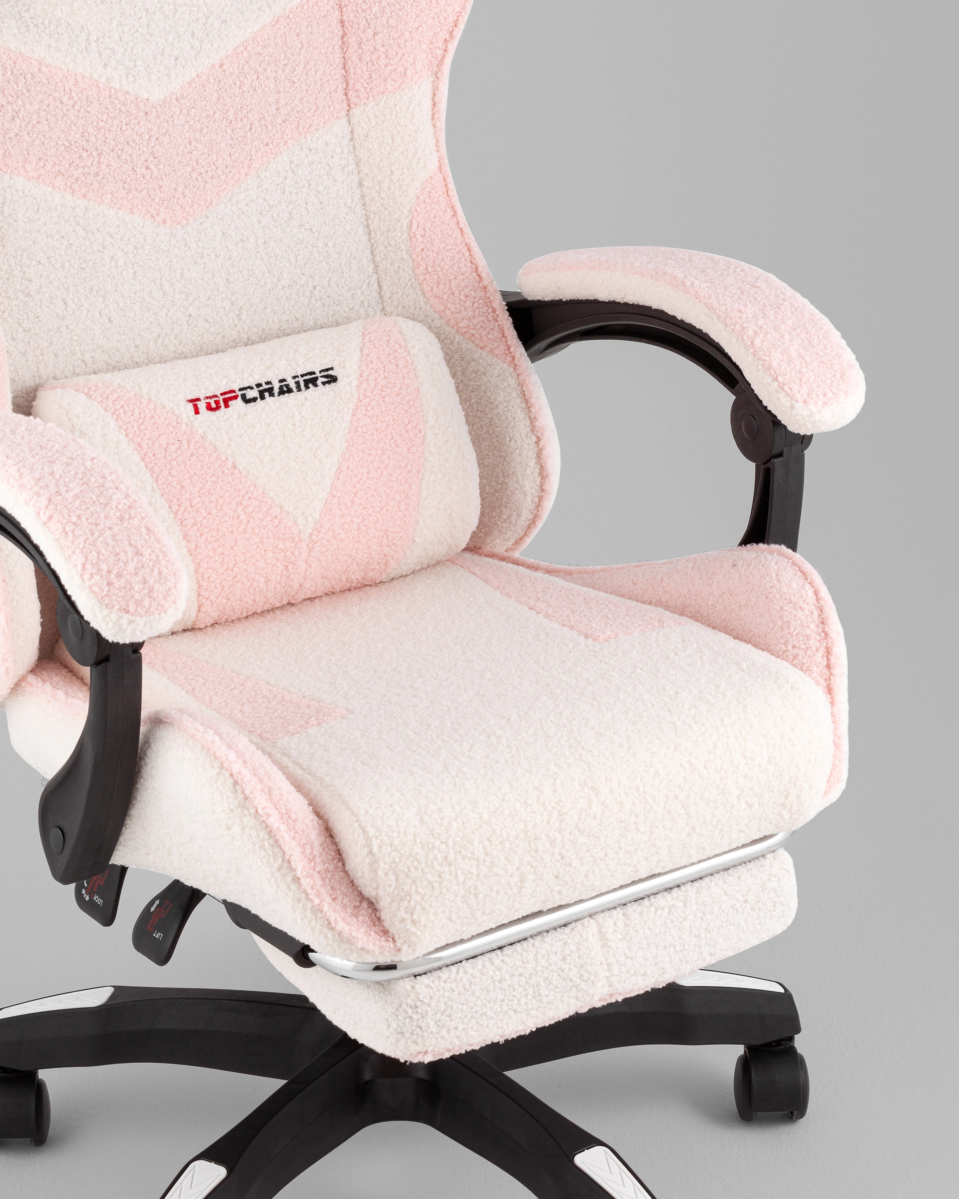 Кресло спортивное TopChairs MG-7019 букле бело-розовый