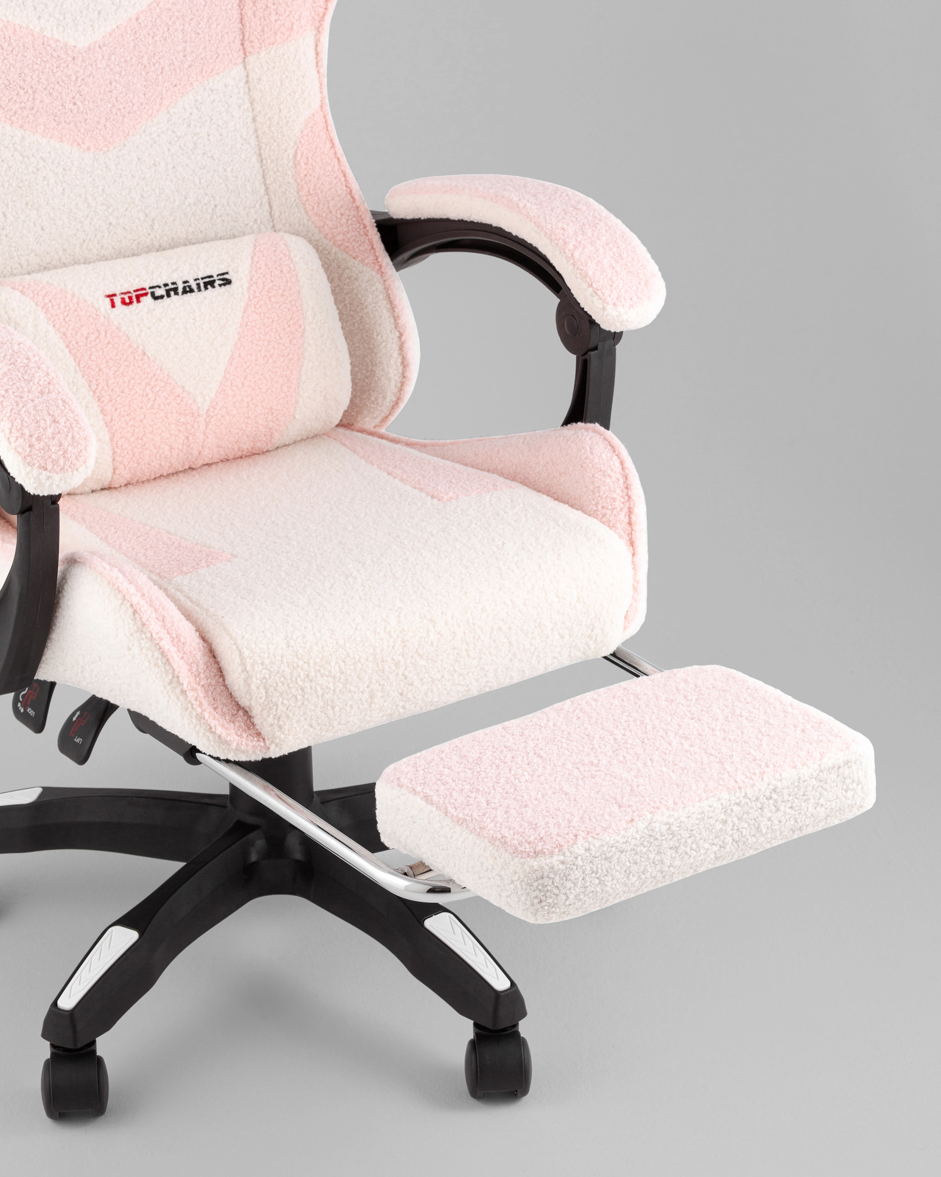 Кресло спортивное TopChairs MG-7019 букле бело-розовый