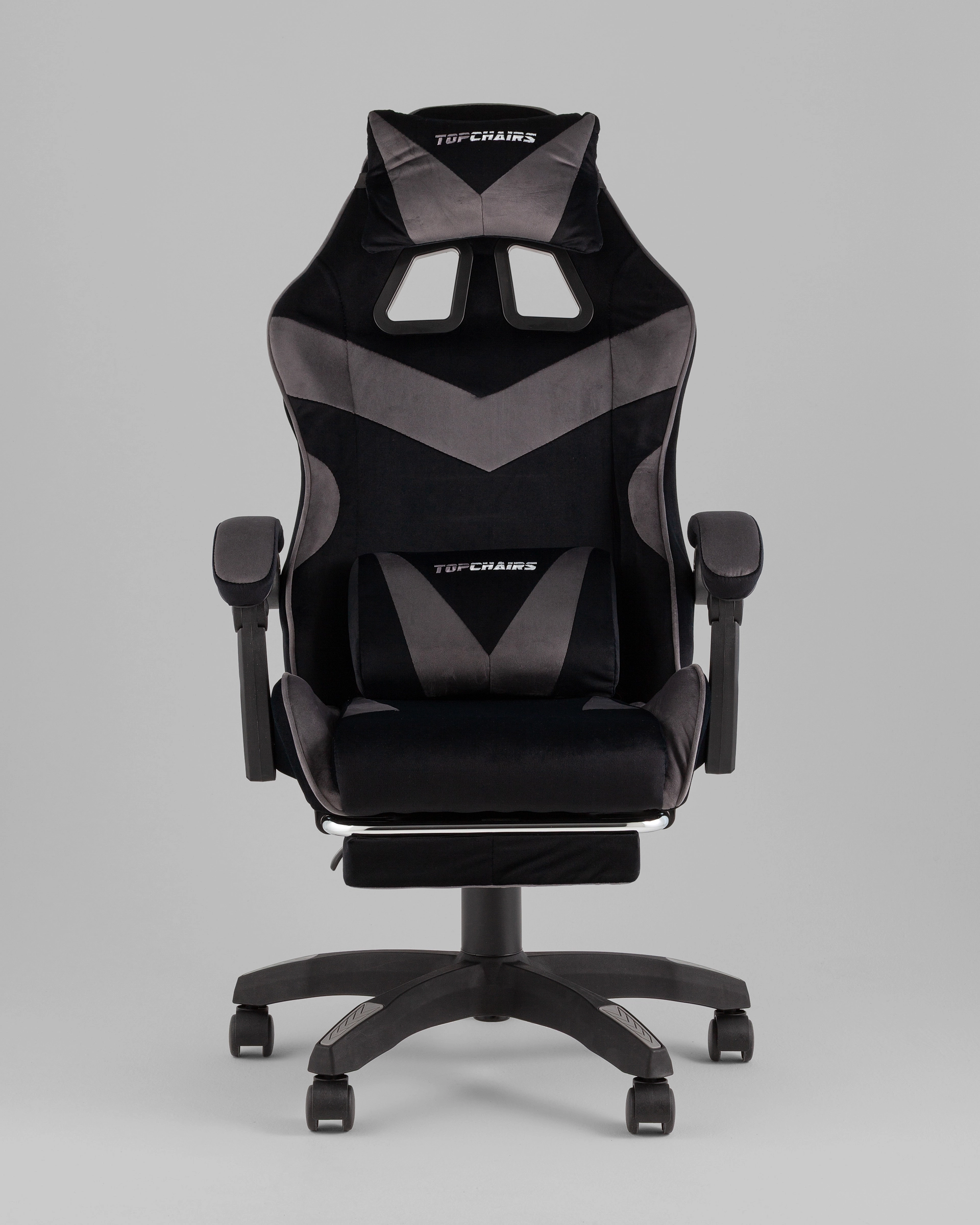 Кресло спортивное TopChairs MG-7019 велюр черно-серый