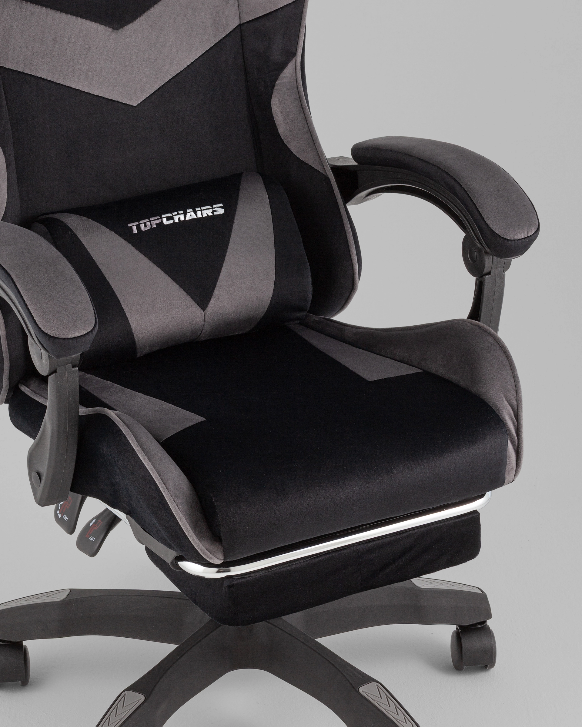 Кресло спортивное TopChairs MG-7019 велюр черно-серый