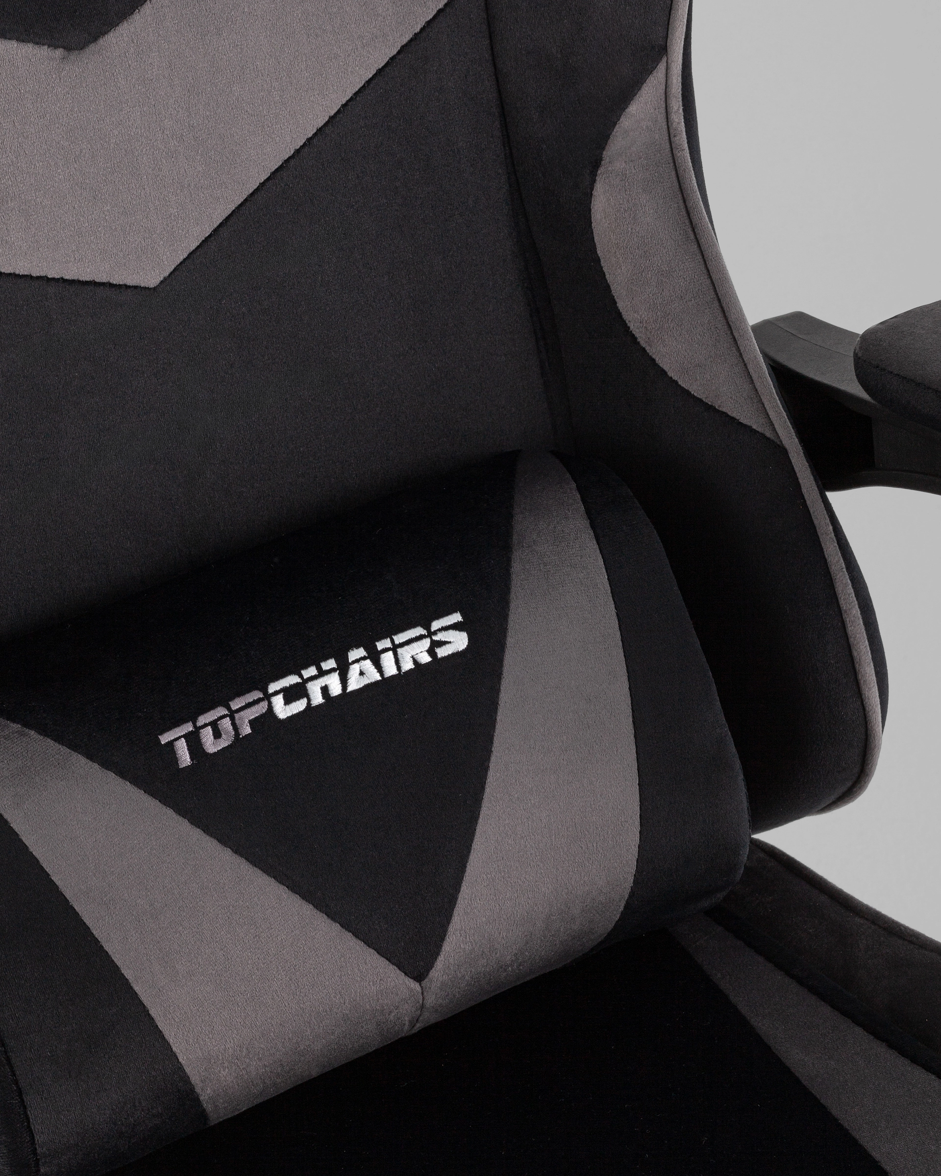 Кресло спортивное TopChairs MG-7019 велюр черно-серый