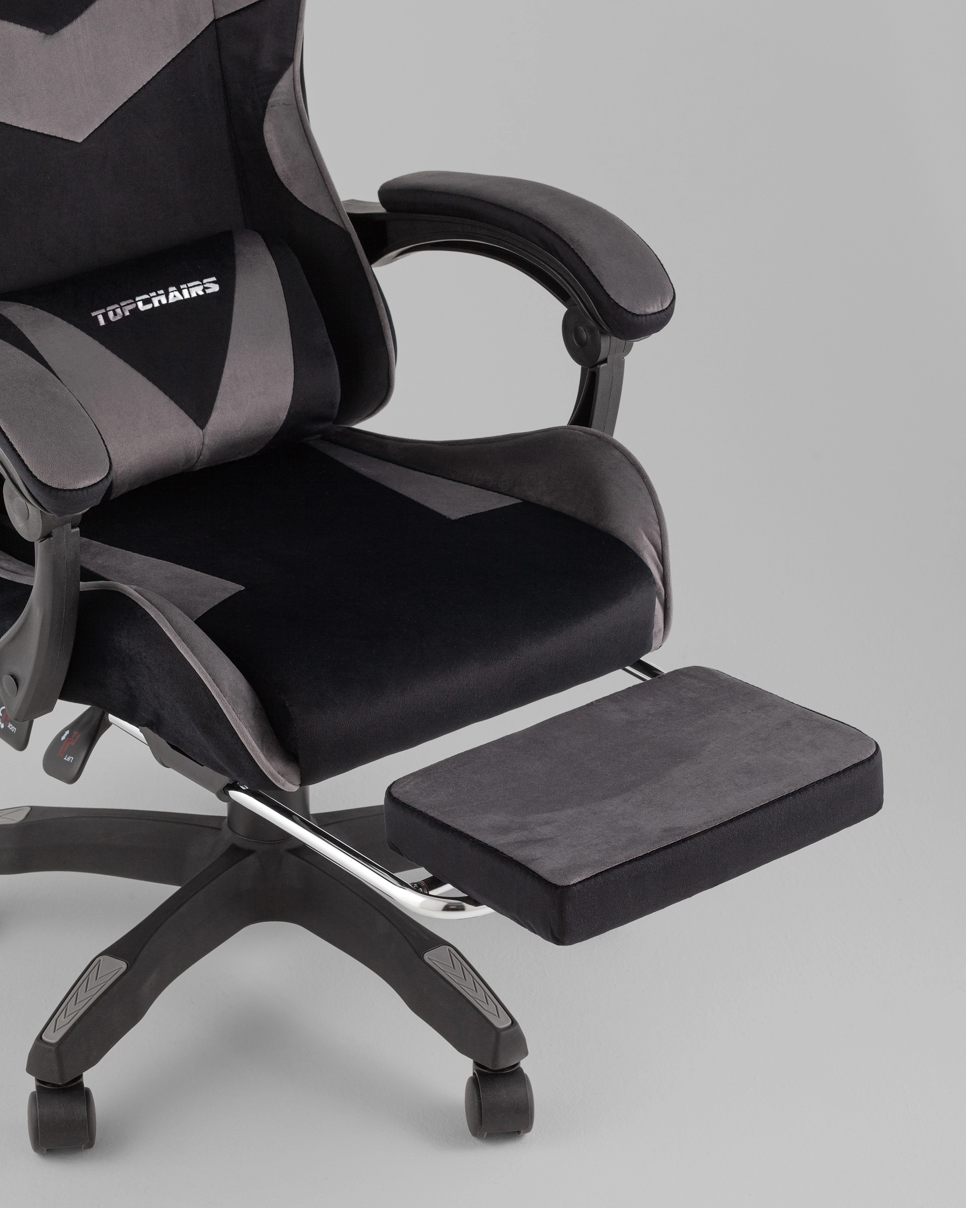Кресло спортивное TopChairs MG-7019 велюр черно-серый