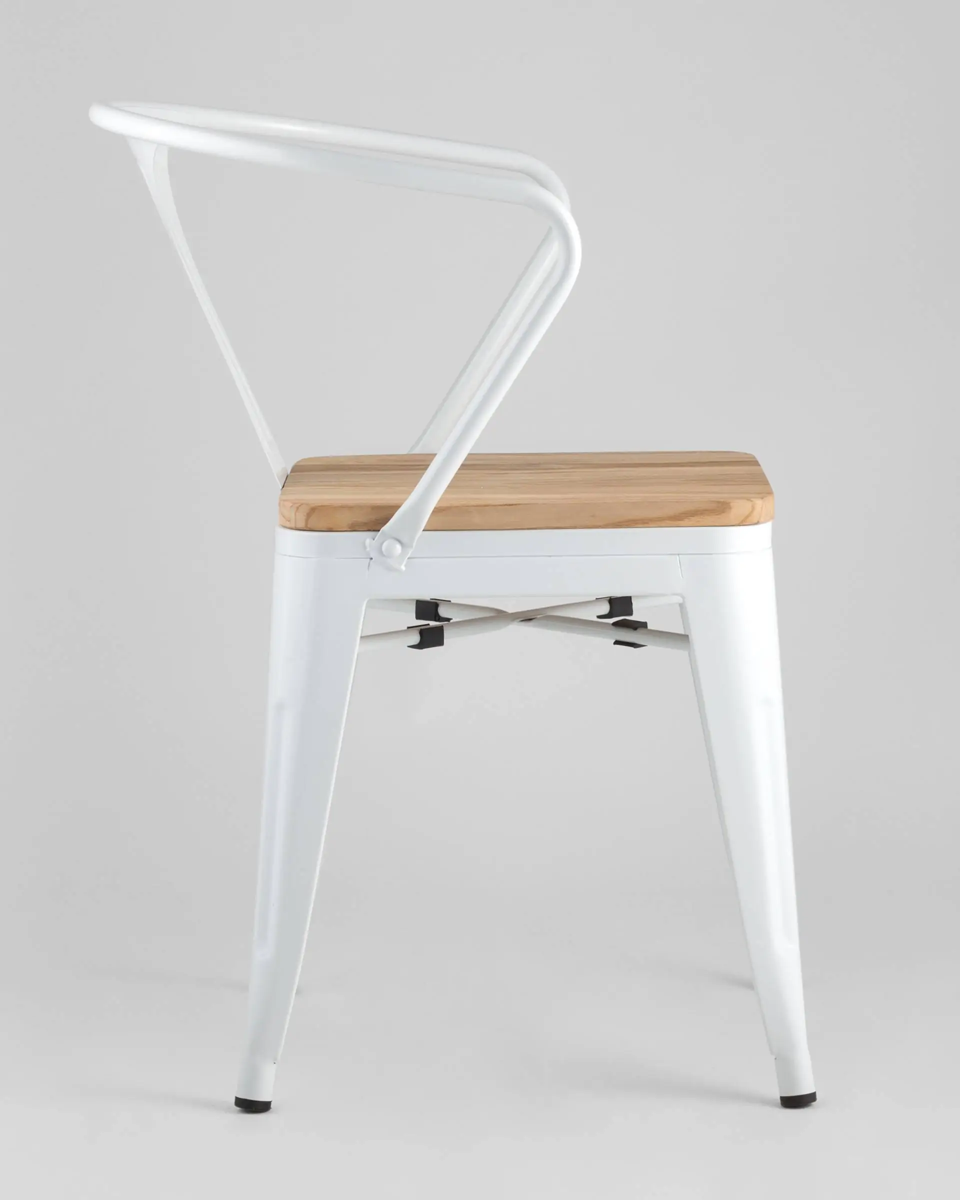 Стул TOLIX ARM WOOD с подлокотниками белый