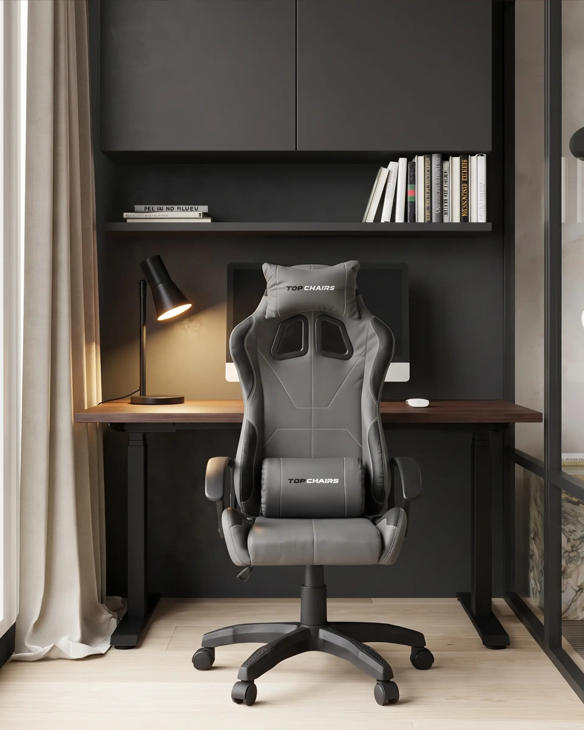 Кресло спортивное TopChairs Wyvern серо-черный