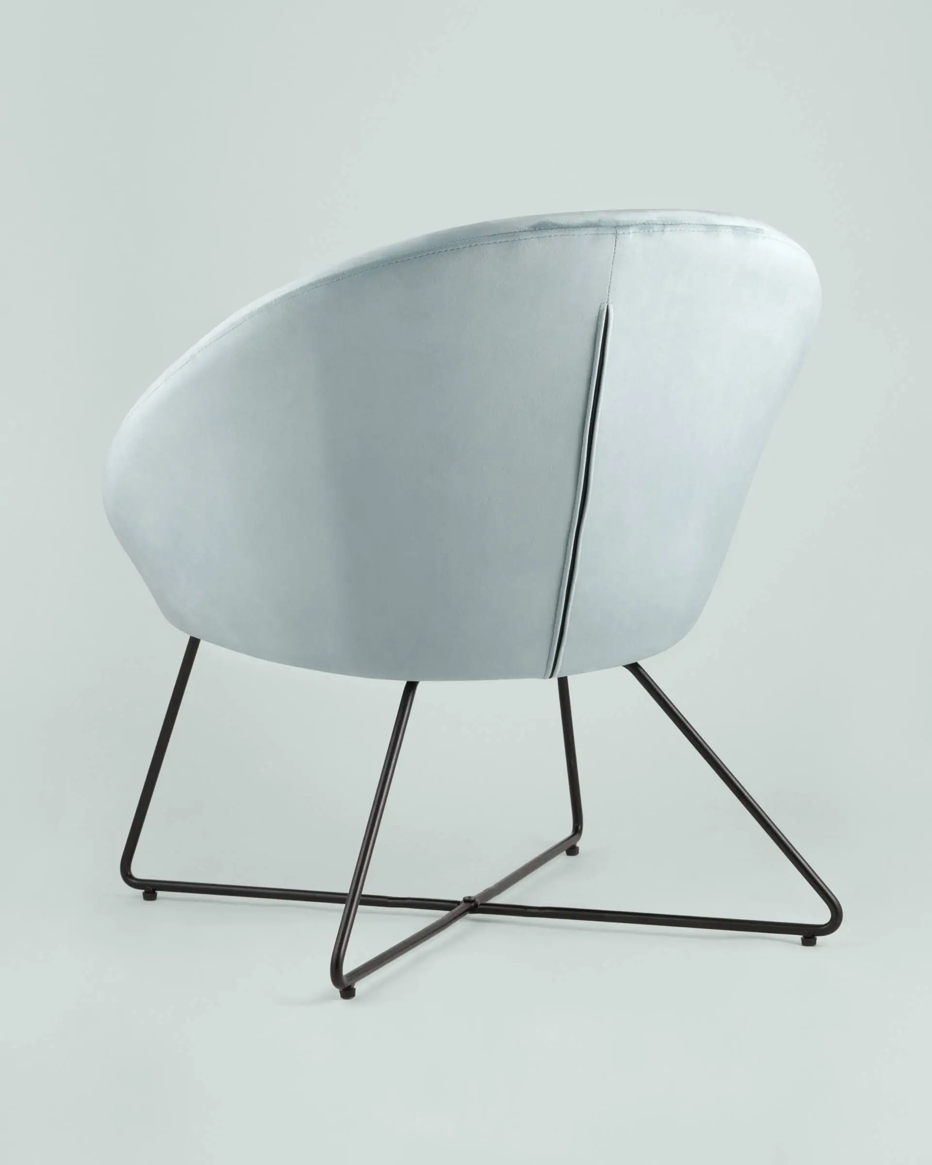 Кресло Колумбия пыльно-голубое велюр на металлических ножках