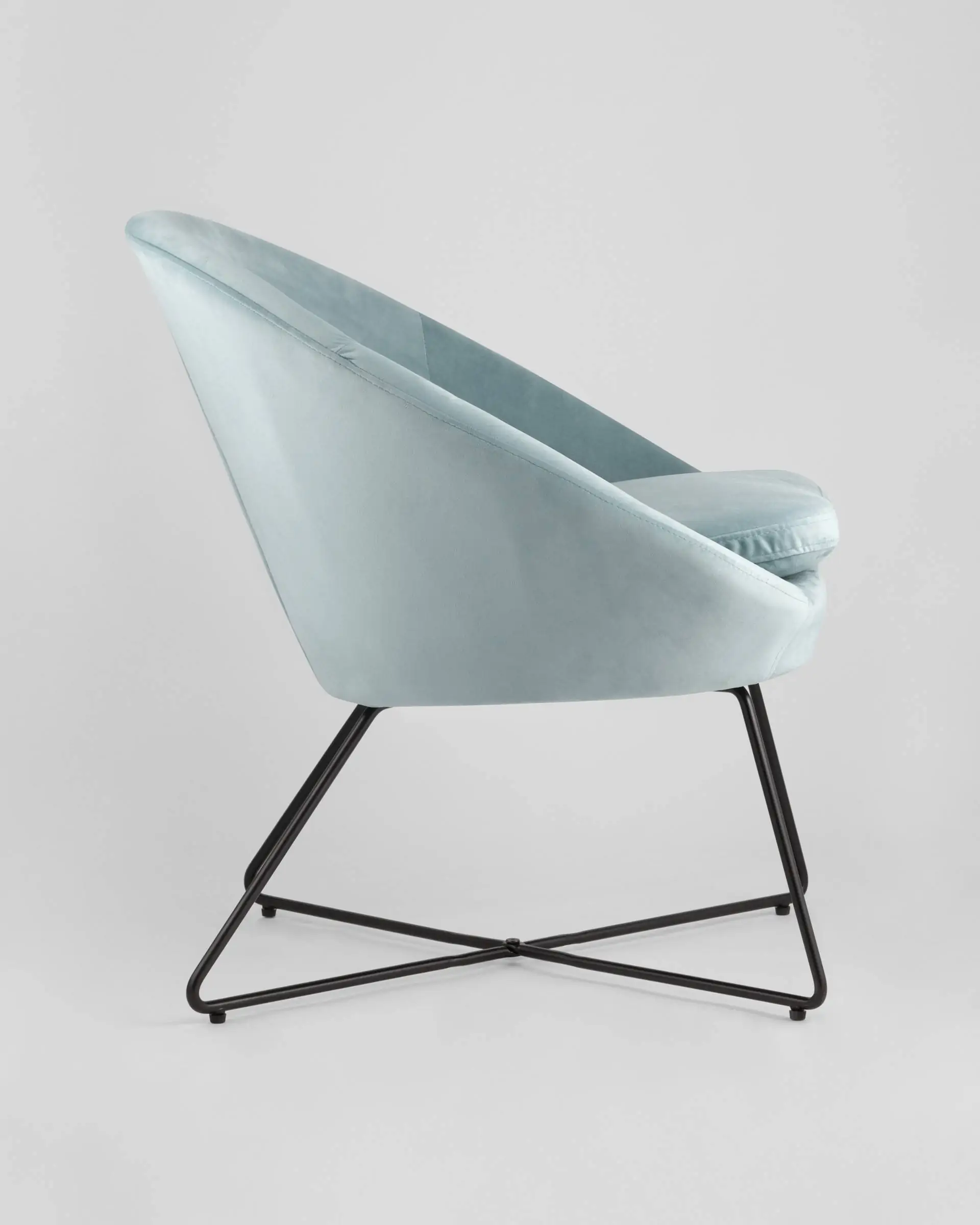 Кресло Колумбия пыльно-голубое велюр на металлических ножках