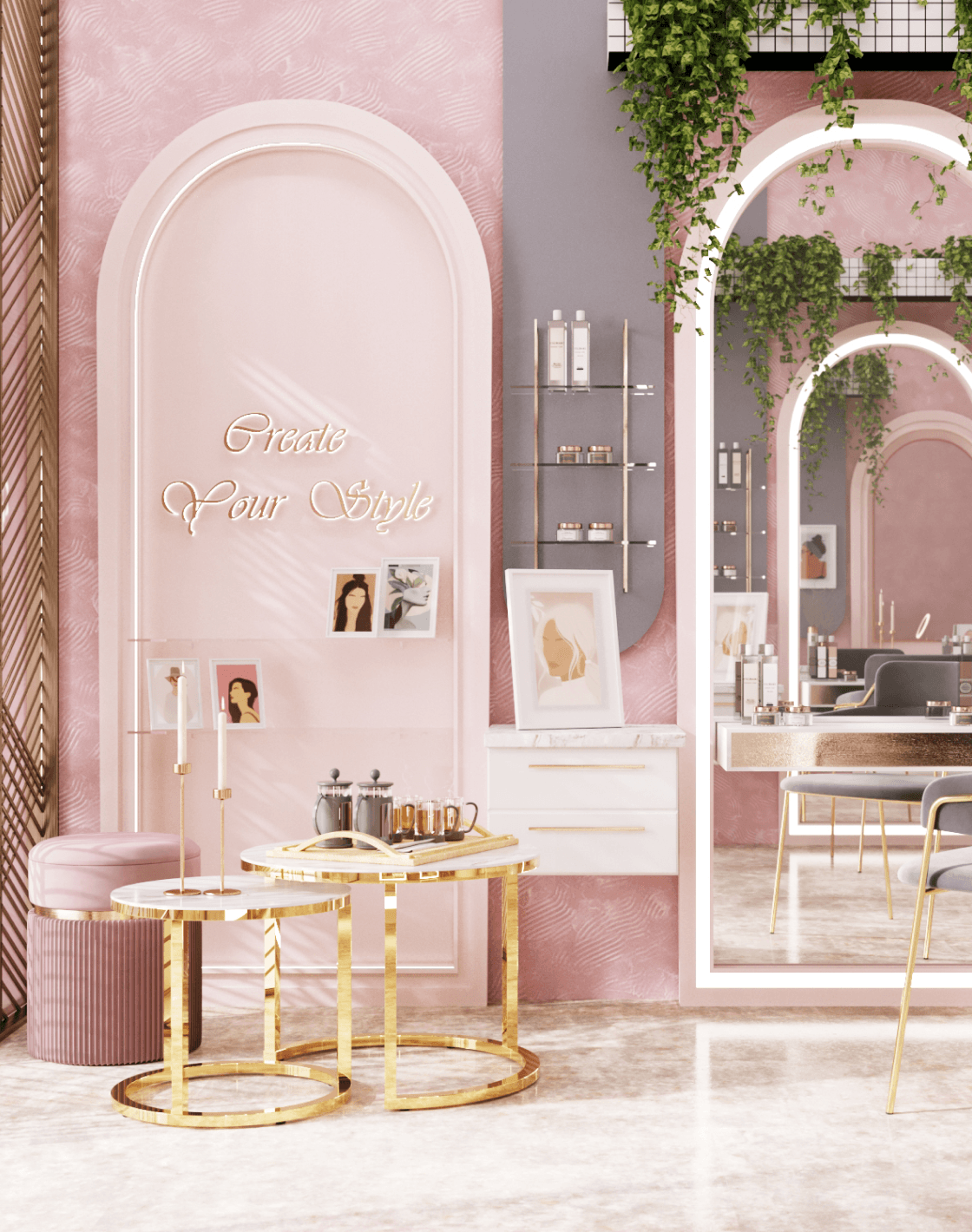 Стул Полин, Пуф Миранда, Набор журнальных столиков Селена