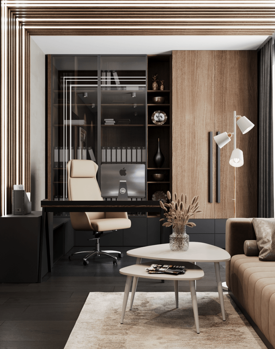 Торшер Floor, Стол письменный Pyramid, Кресло компьютерное TopChairs Viking