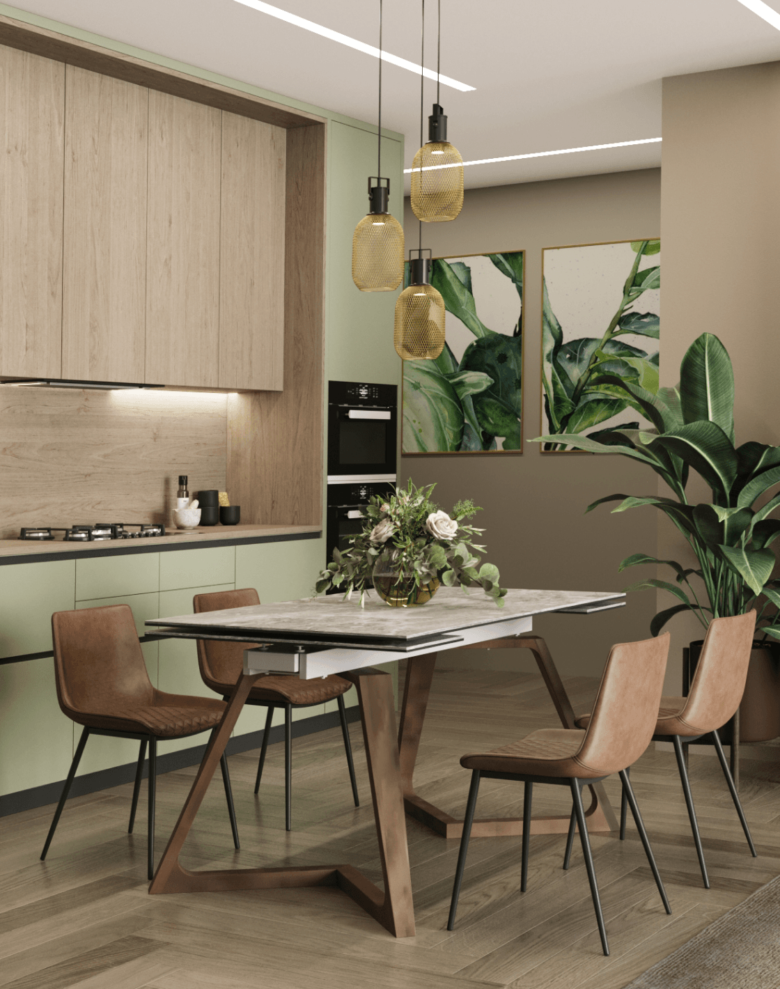 Стул TEXAS, Стол Артизан, Светильник подвесной Adalina